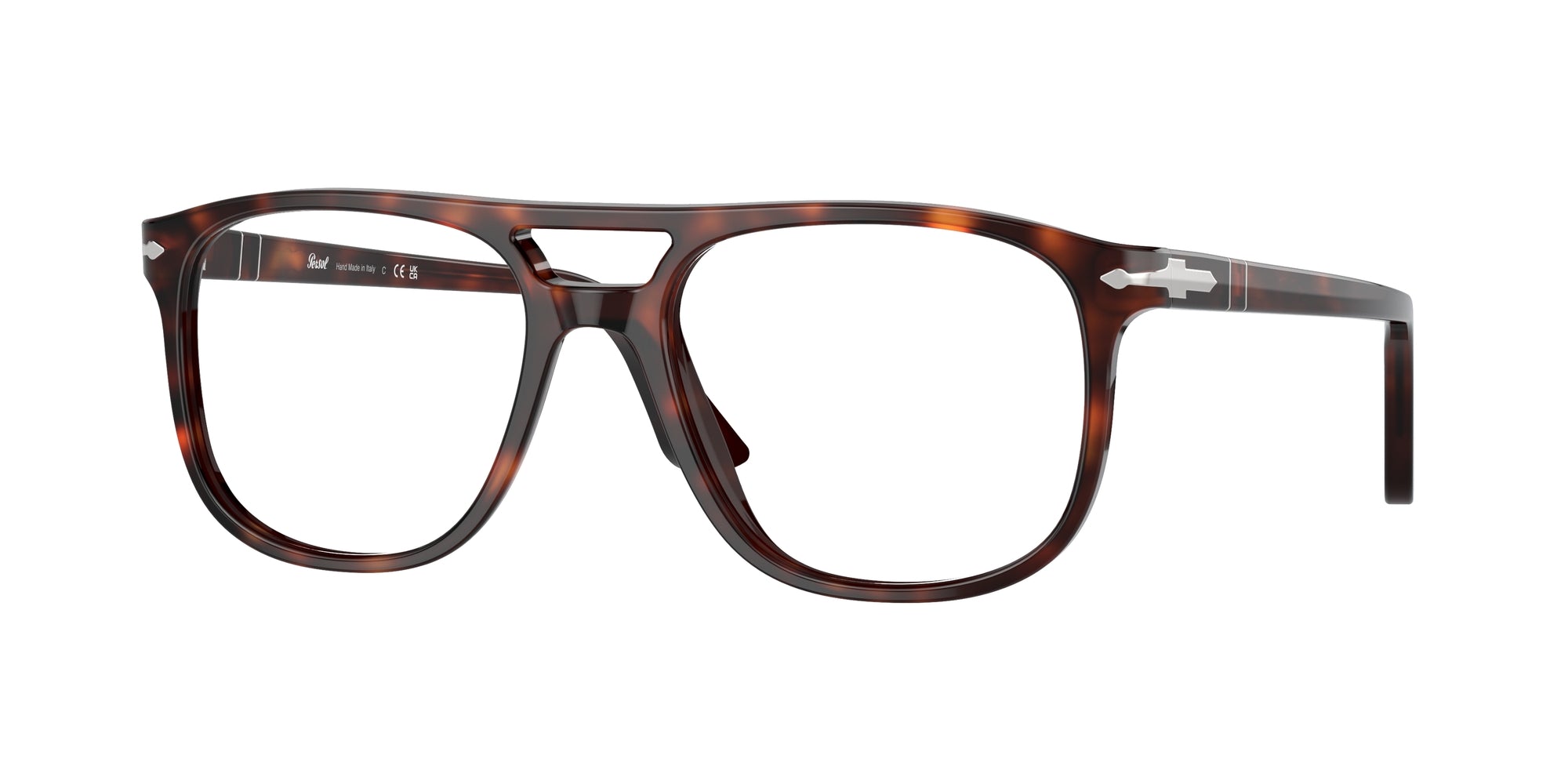 Persol Unisex Persol PO3329V GRETA 24 Montature da vista Acetato Tartaruga Trasparente Pilot Normale