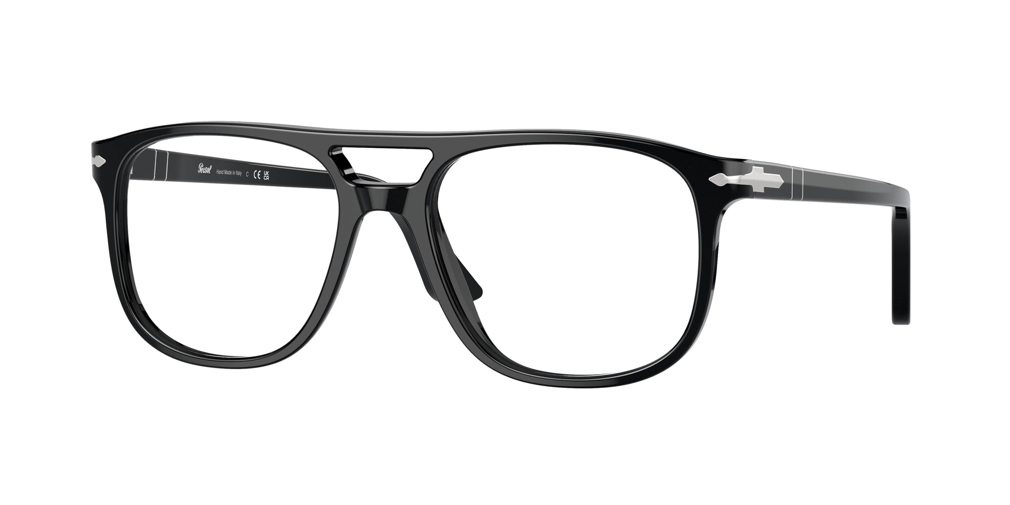 Persol Unisex Persol PO3329V GRETA 95 Montature da vista Acetato Nero Trasparente Pilot Normale
