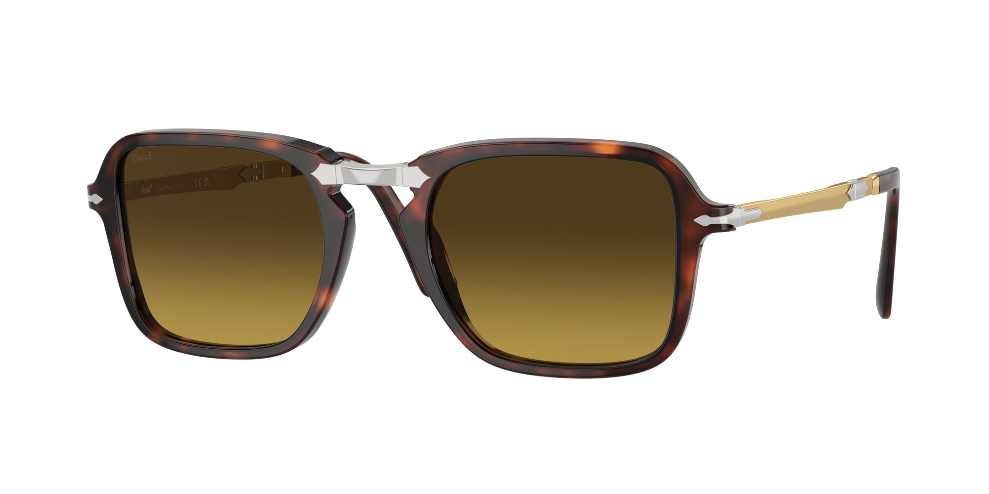 Persol Unisex Persol PO3330S 24/85 Occhiali da sole Acetato Tartaruga Marrone Squadrata Normale Sfumato