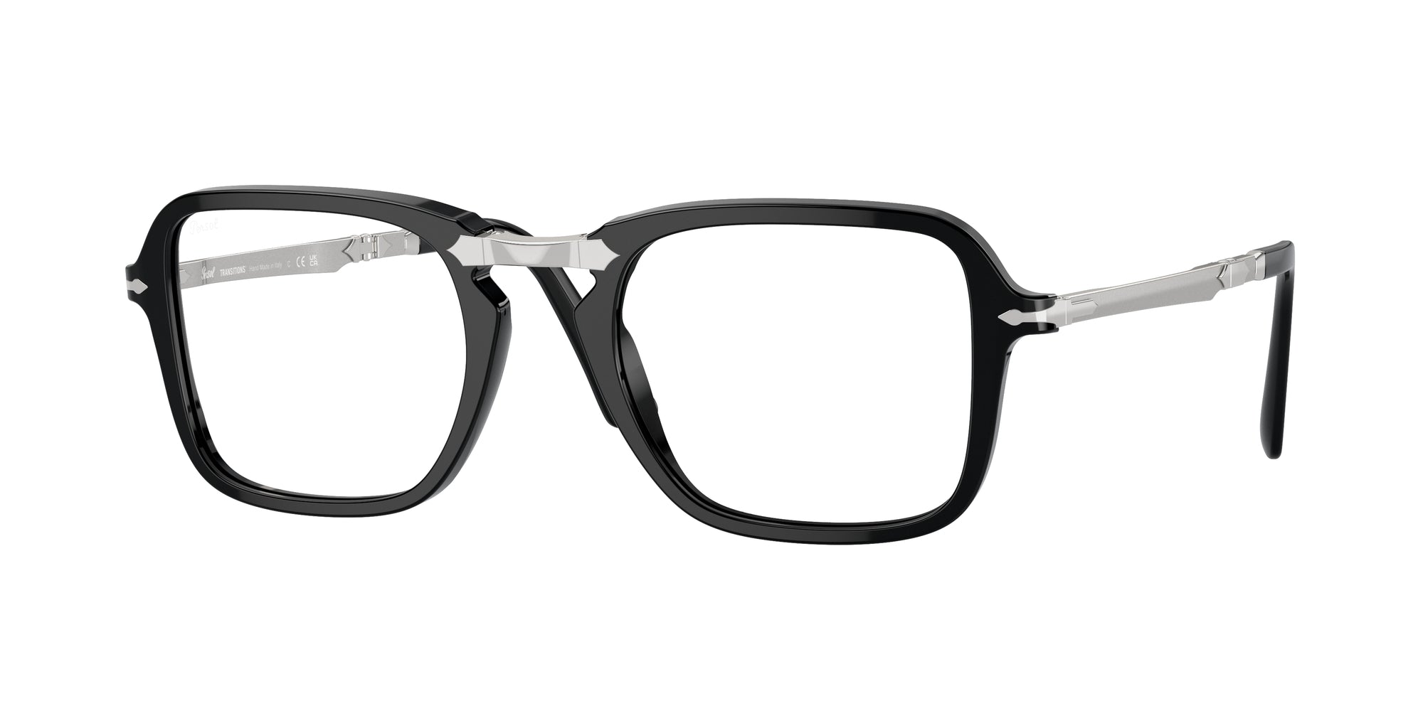 Persol Unisex Persol PO3330S 95/GG Occhiali da sole Acetato Nero Blu Squadrata Fotocromatiche Fotocromatico
