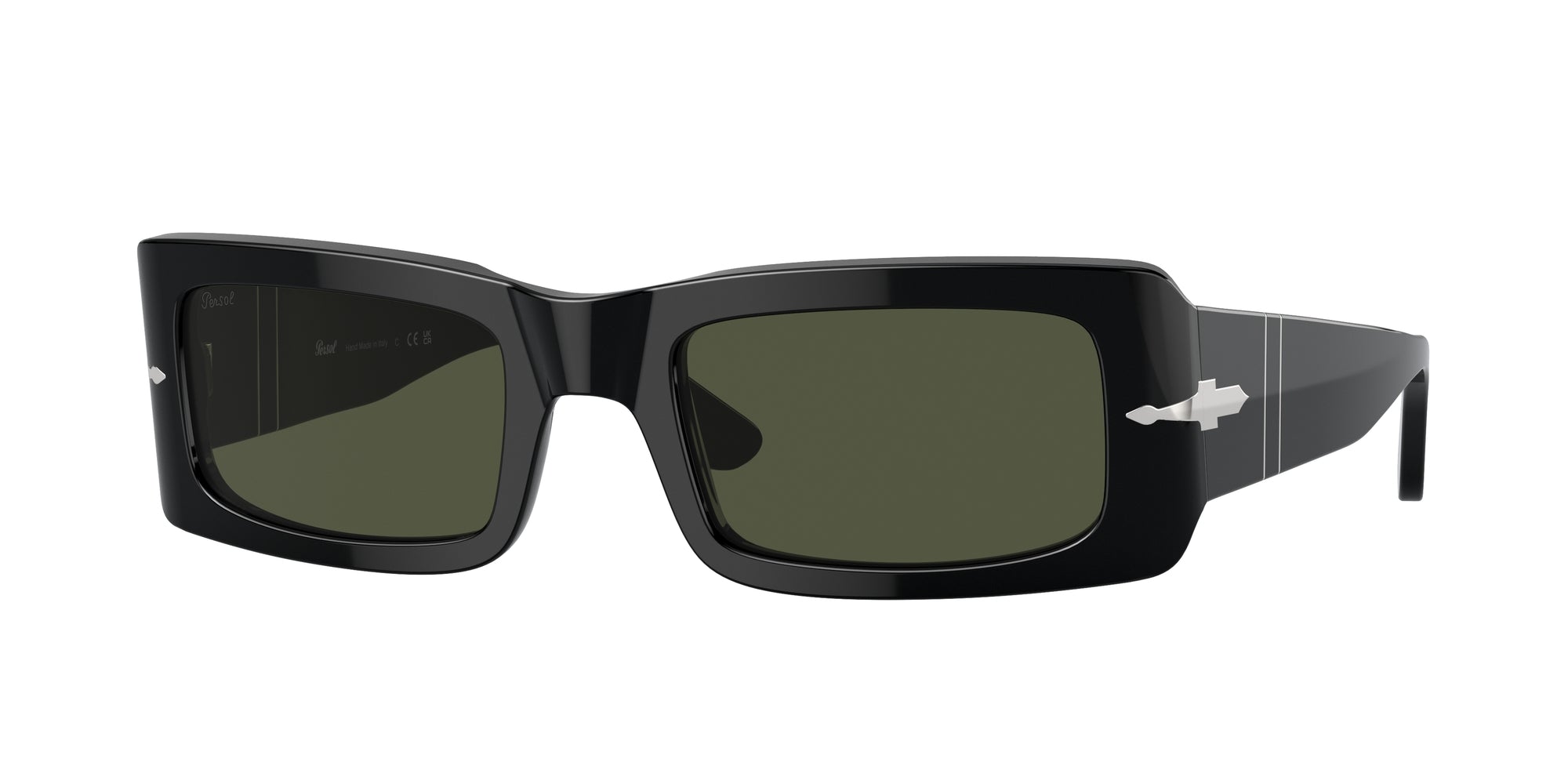 Persol Unisex Persol PO3332S FRANCIS 95/31 Occhiali da sole Acetato Nero Verde Squadrata Normale