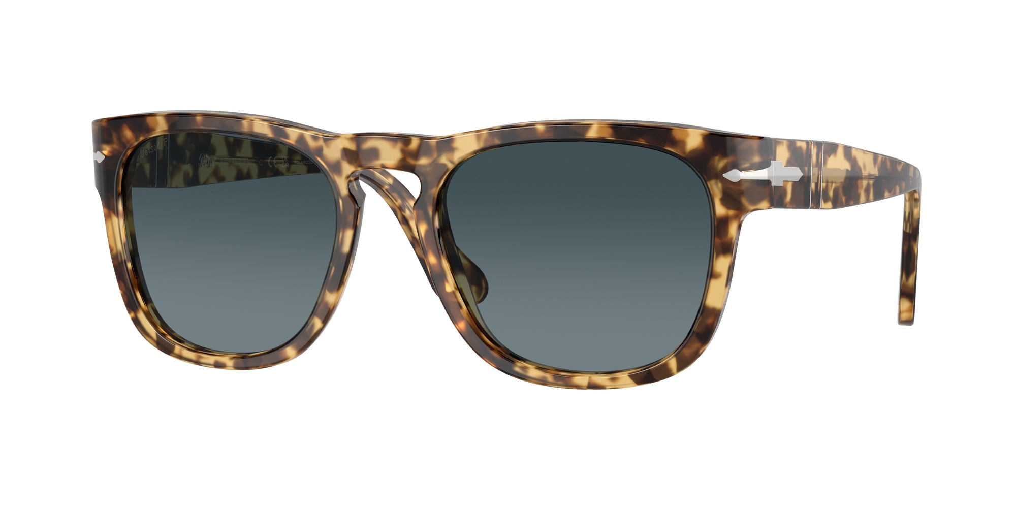 Persol Unisex Persol PO3333S ELIO 1056S3 Occhiali da sole Acetato Marrone Blu Squadrata Polarizzata Sfumato