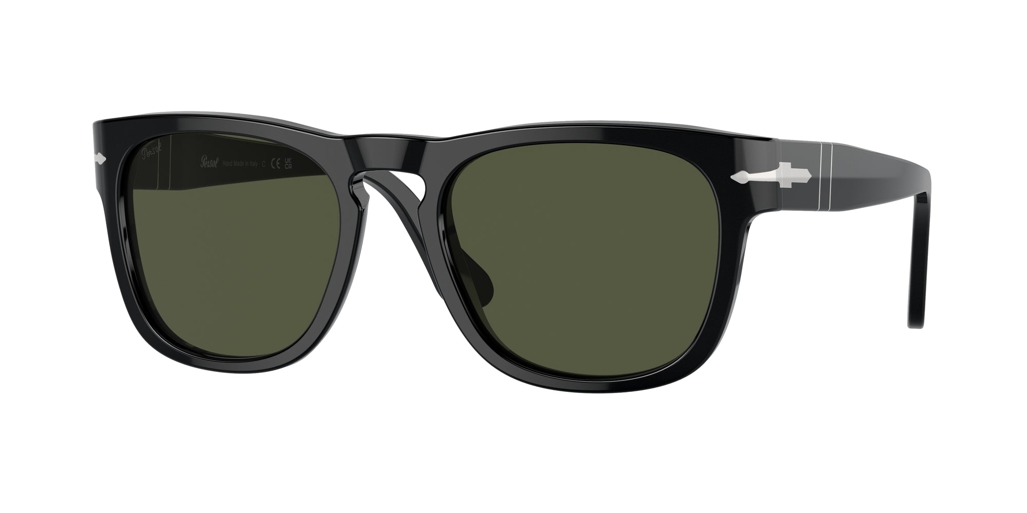 Persol Unisex Persol PO3333S ELIO 95/31 Occhiali da sole Acetato Nero Verde Squadrata Normale