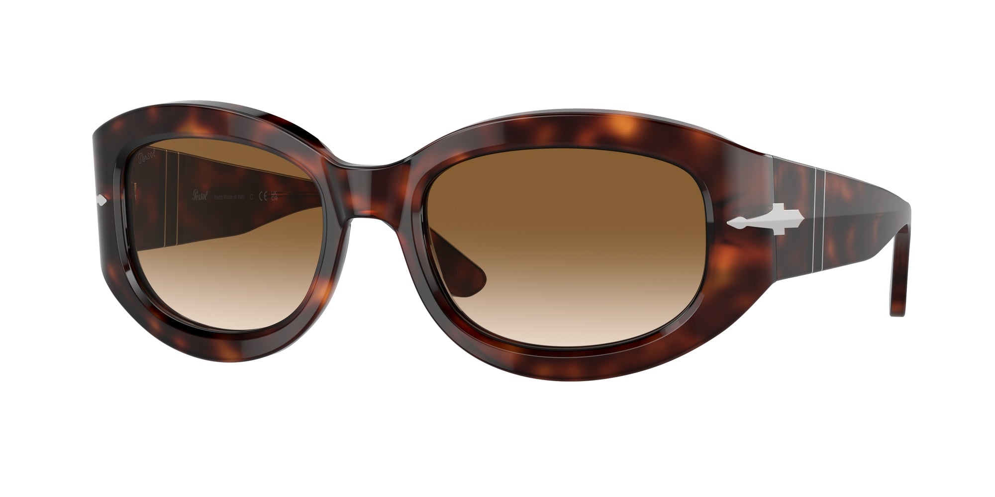 Persol Unisex Persol PO3335S 24/51 Occhiali da sole Acetato Tartaruga Marrone Pillow Normale Sfumato