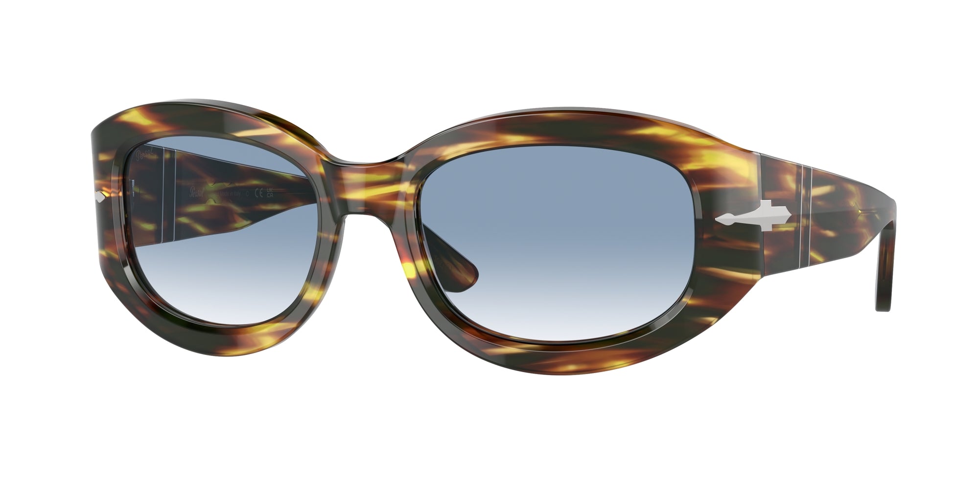 Persol Unisex Persol PO3335S 938/3F Occhiali da sole Acetato Tartaruga Blu Pillow Normale Sfumato