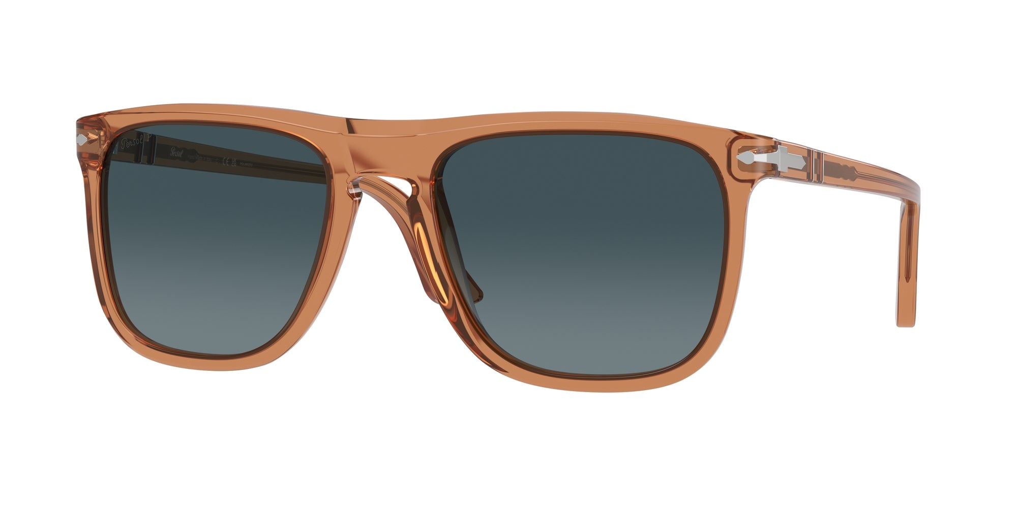Persol Unisex Persol PO3336S 1213S3 Occhiali da sole Acetato Marrone Blu Pilot Polarizzata Sfumato