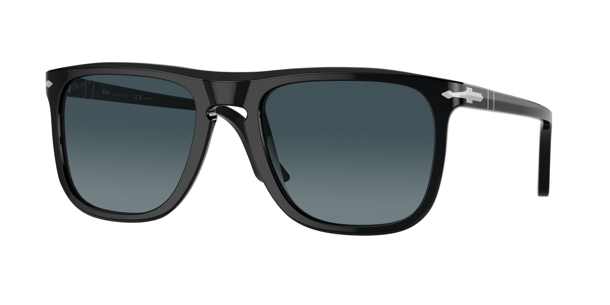Persol Unisex Persol PO3336S 95/S3 Occhiali da sole Acetato Nero Blu Pilot Polarizzata Sfumato