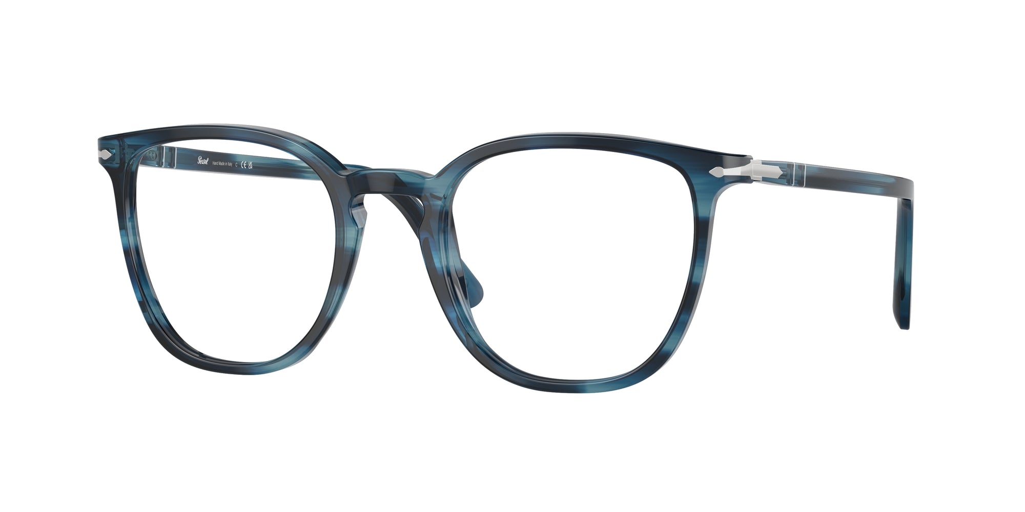 Persol Unisex Persol PO3338V 1193 Montature da vista Acetato Blu Trasparente Pantos Normale