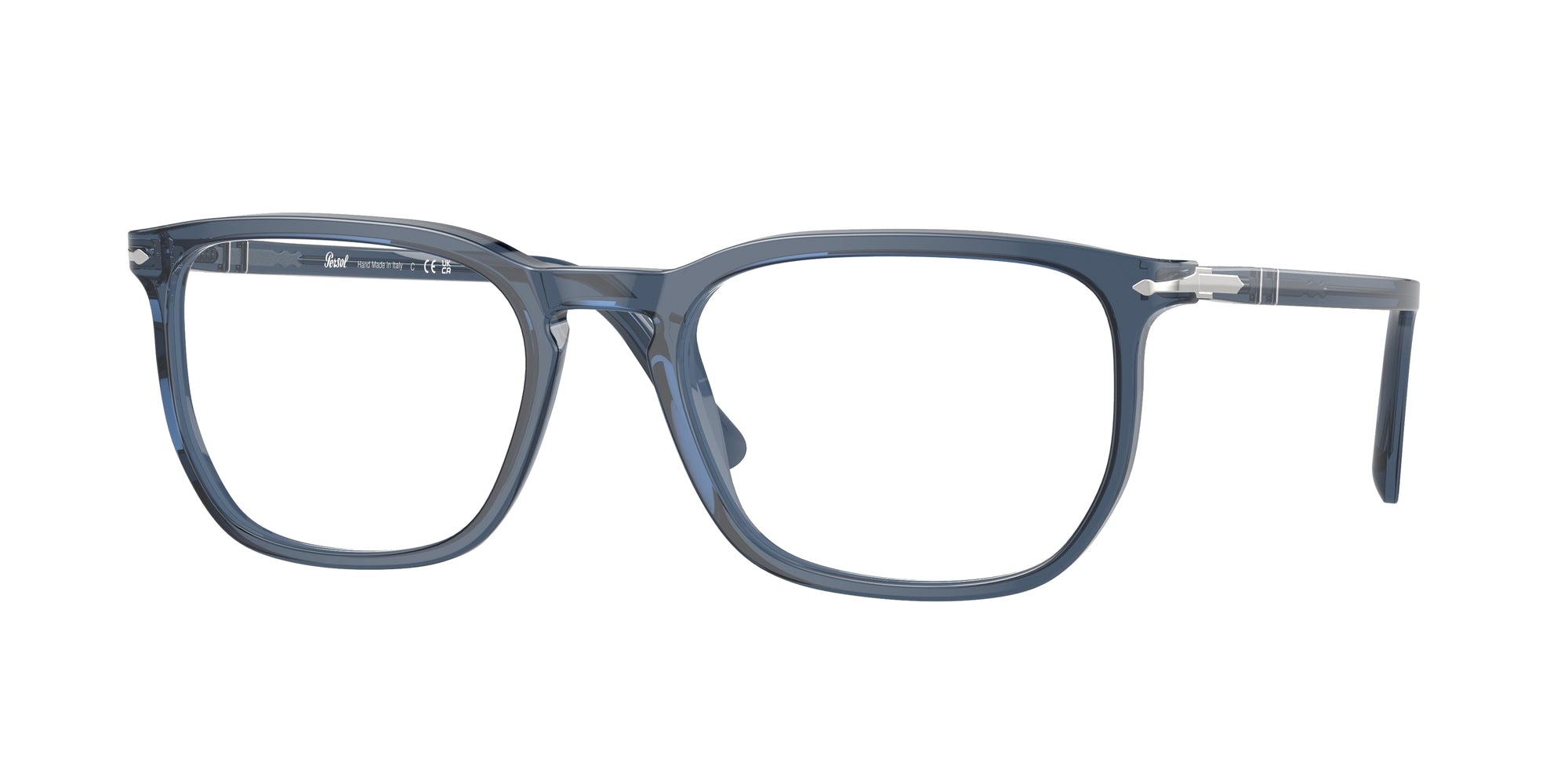 Persol Unisex Persol PO3339V 1197 Montature da vista Acetato Blu Trasparente Squadrata Normale