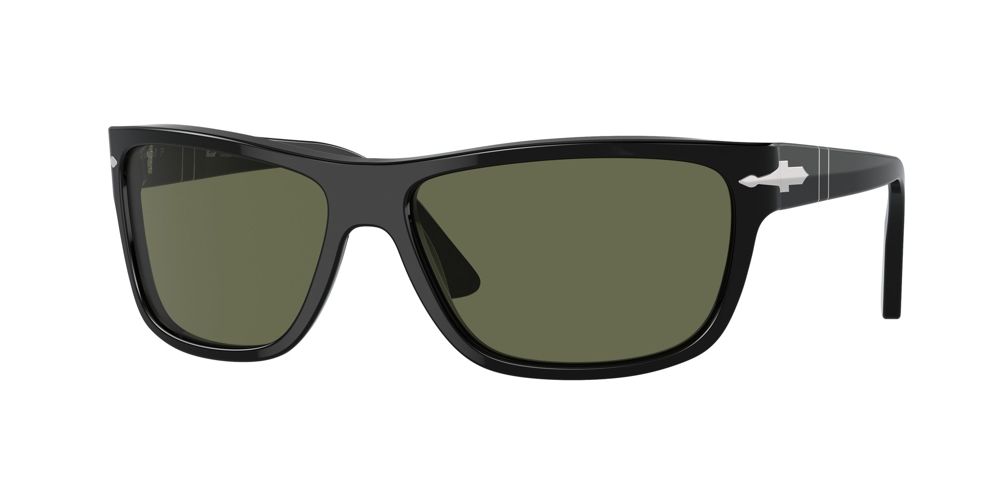 Persol Unisex Persol PO3342S 95/58 Occhiali da sole Acetato Nero Verde Squadrata Polarizzata Persol Unisex Persol PO3342S 95/58 Occhiali da sole Acetato Nero Verde Squadrata Polarizzata