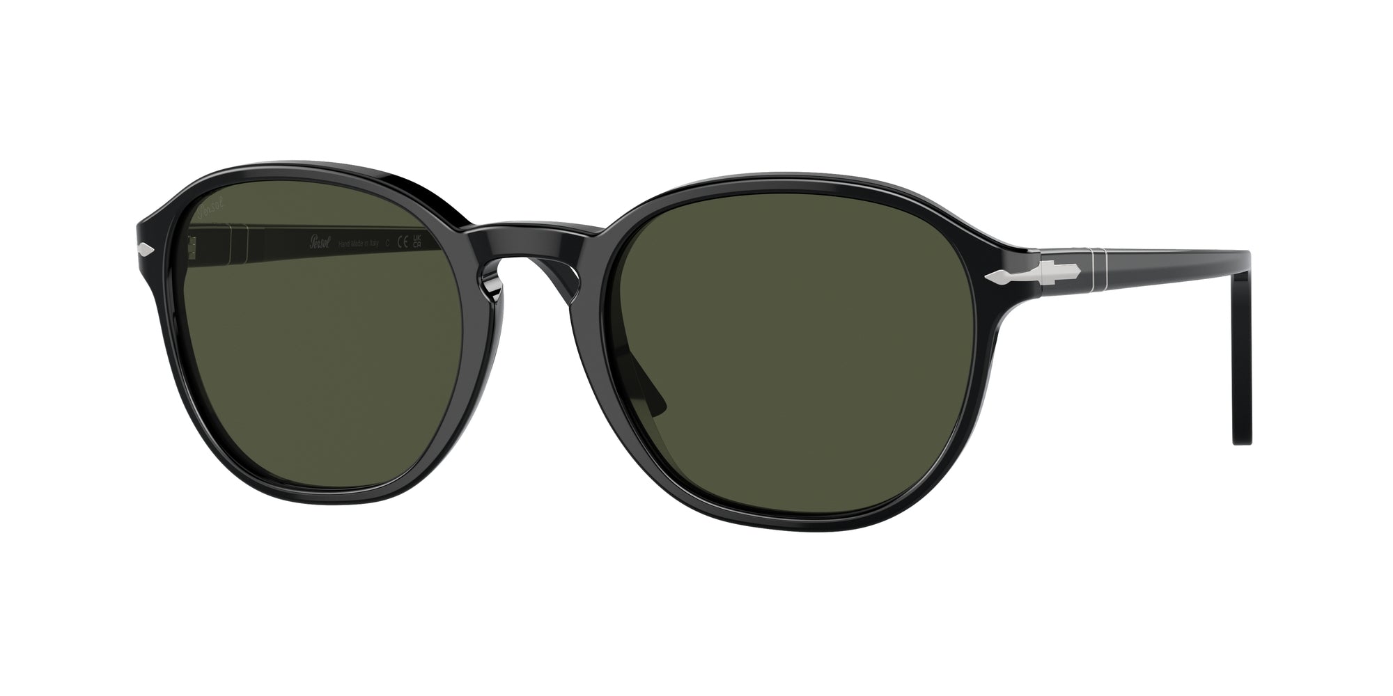 Persol Unisex Persol PO3343S 95/31 Occhiali da sole Acetato Nero Verde Pillow Normale Persol Unisex Persol PO3343S 95/31 Occhiali da sole Acetato Nero Verde Pillow Normale