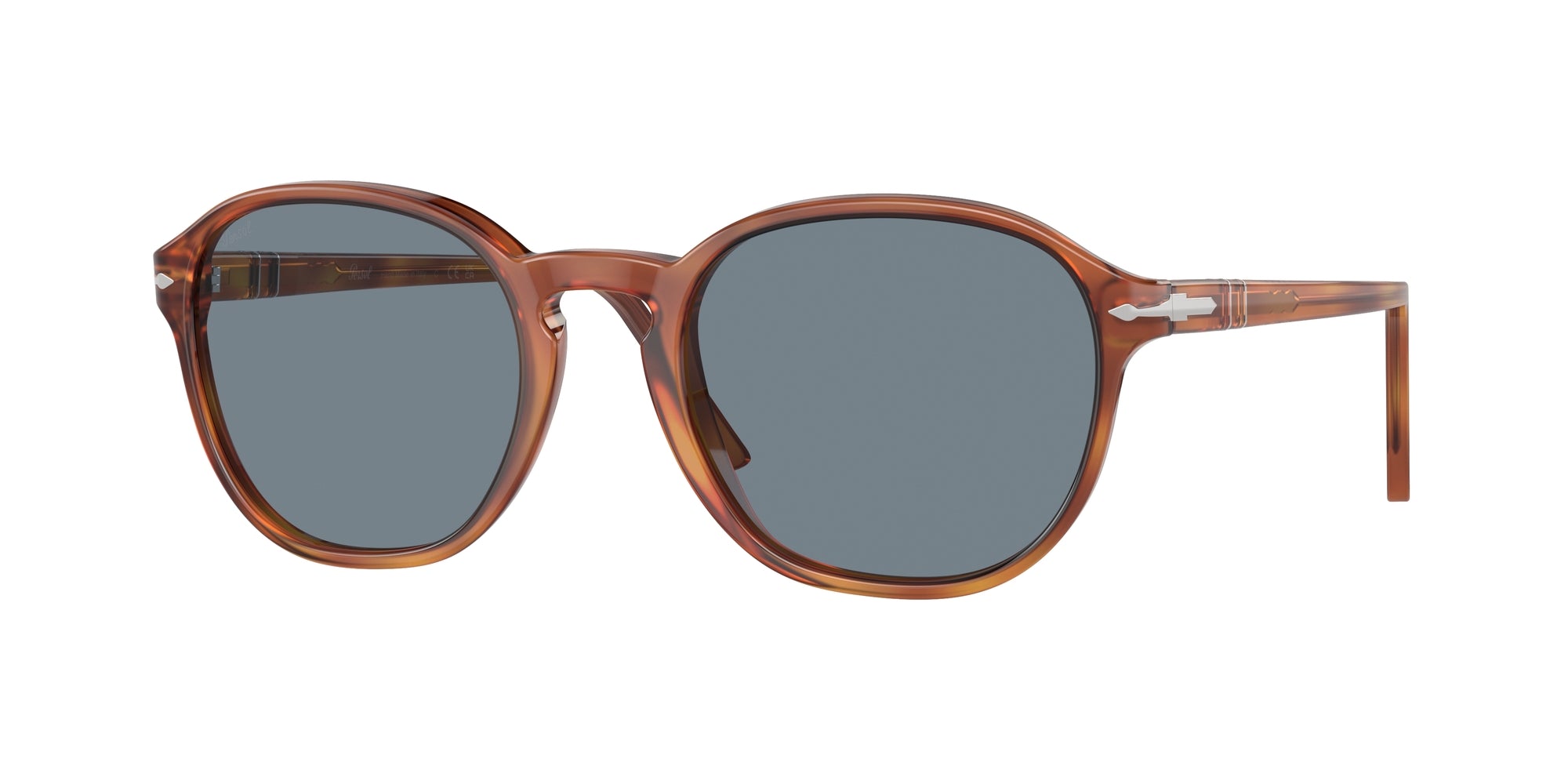 Persol Unisex Persol PO3343S 96/56 Occhiali da sole Acetato Marrone Blu Pillow Normale Antiriflesso