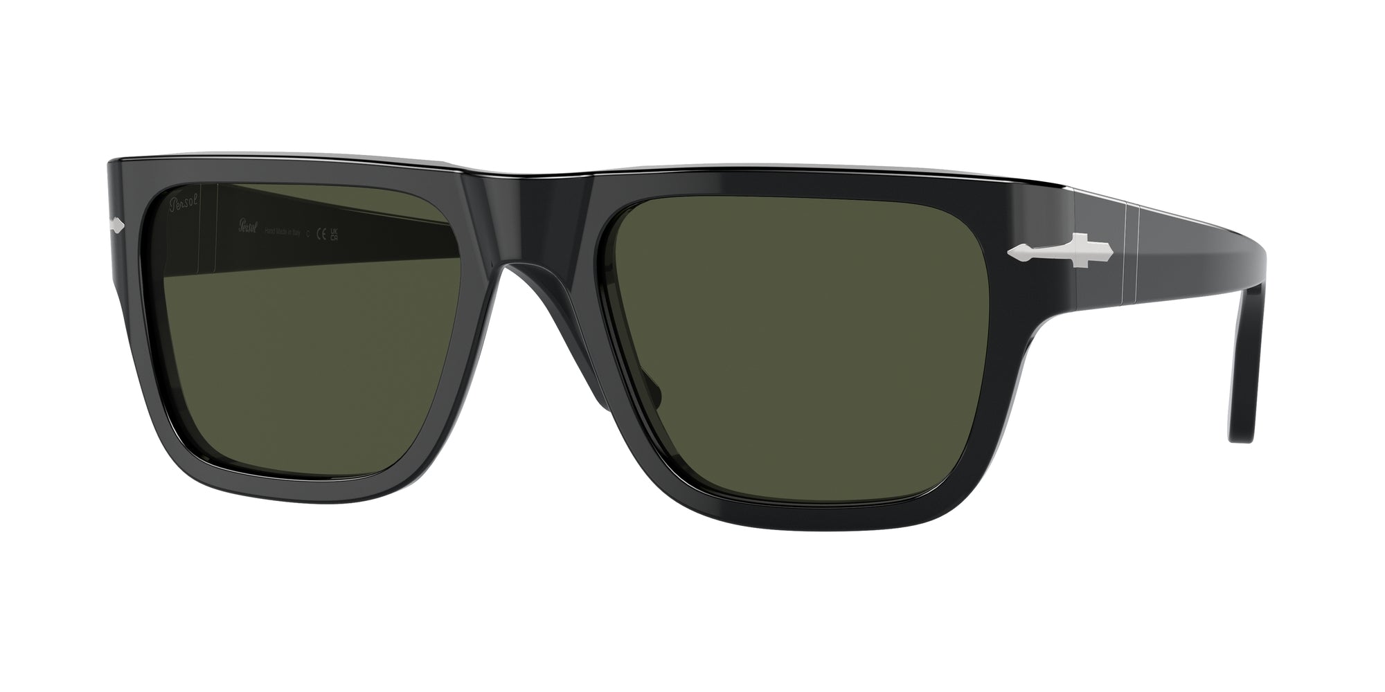 Persol Unisex Persol PO3348S 95/31 Occhiali da sole Acetato Nero Verde Squadrata Normale Persol Unisex Persol PO3348S 95/31 Occhiali da sole Acetato Nero Verde Squadrata Normale