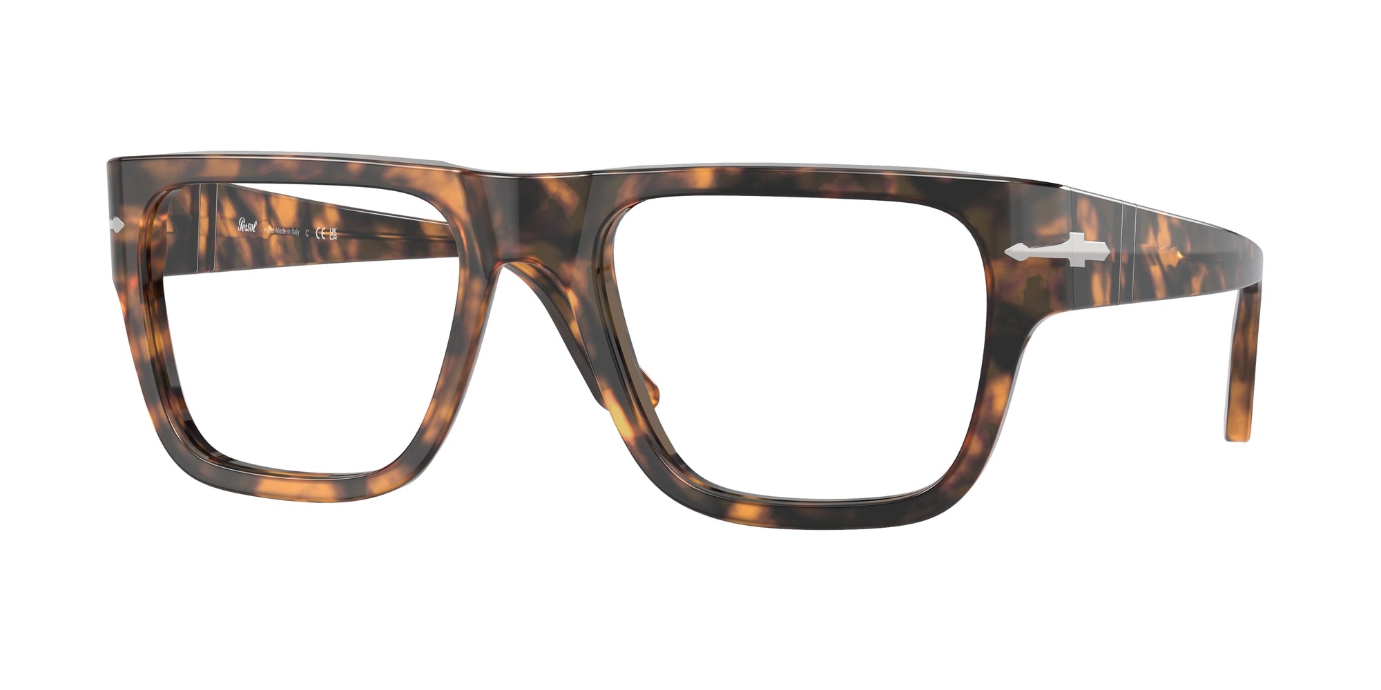Persol Unisex Persol PO3348V 1210 Montature da vista Acetato Marrone Trasparente Squadrata Normale
