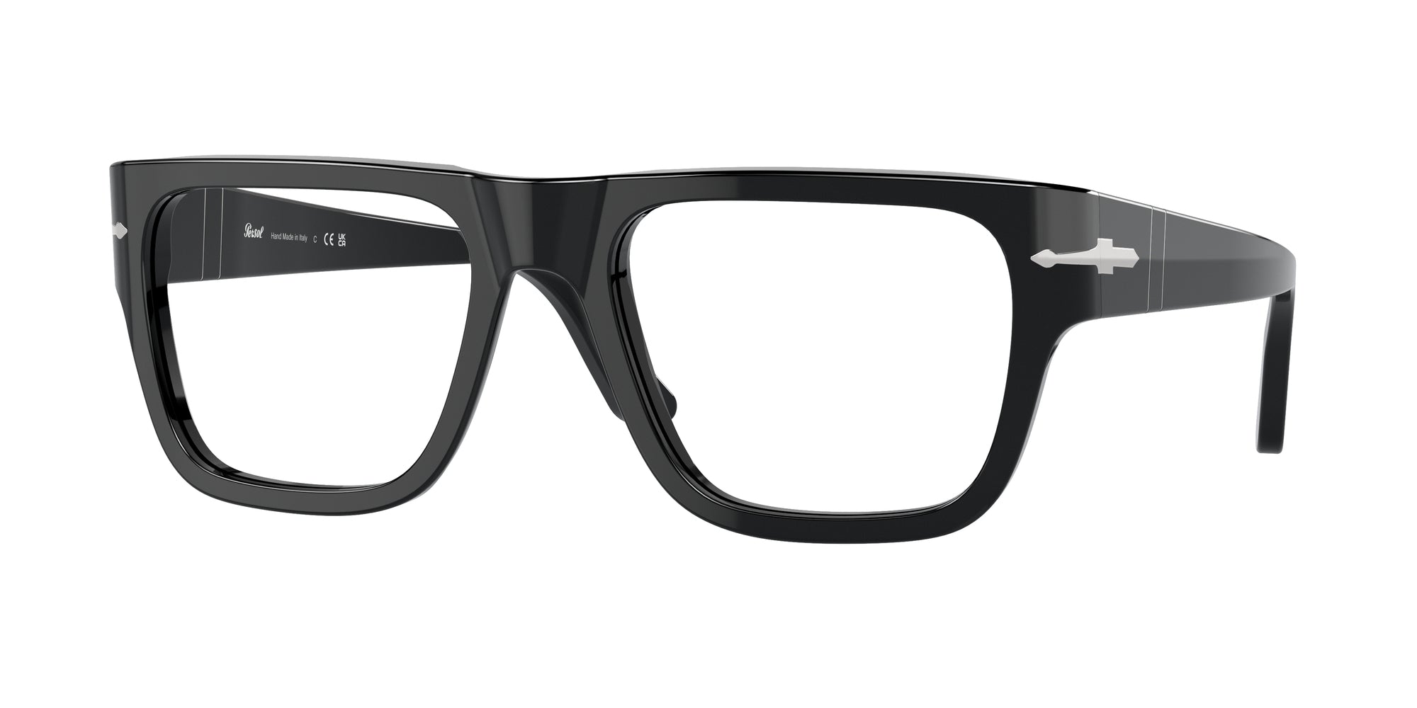 Persol Unisex Persol PO3348V 95 Montature da vista Acetato Nero Trasparente Squadrata Normale