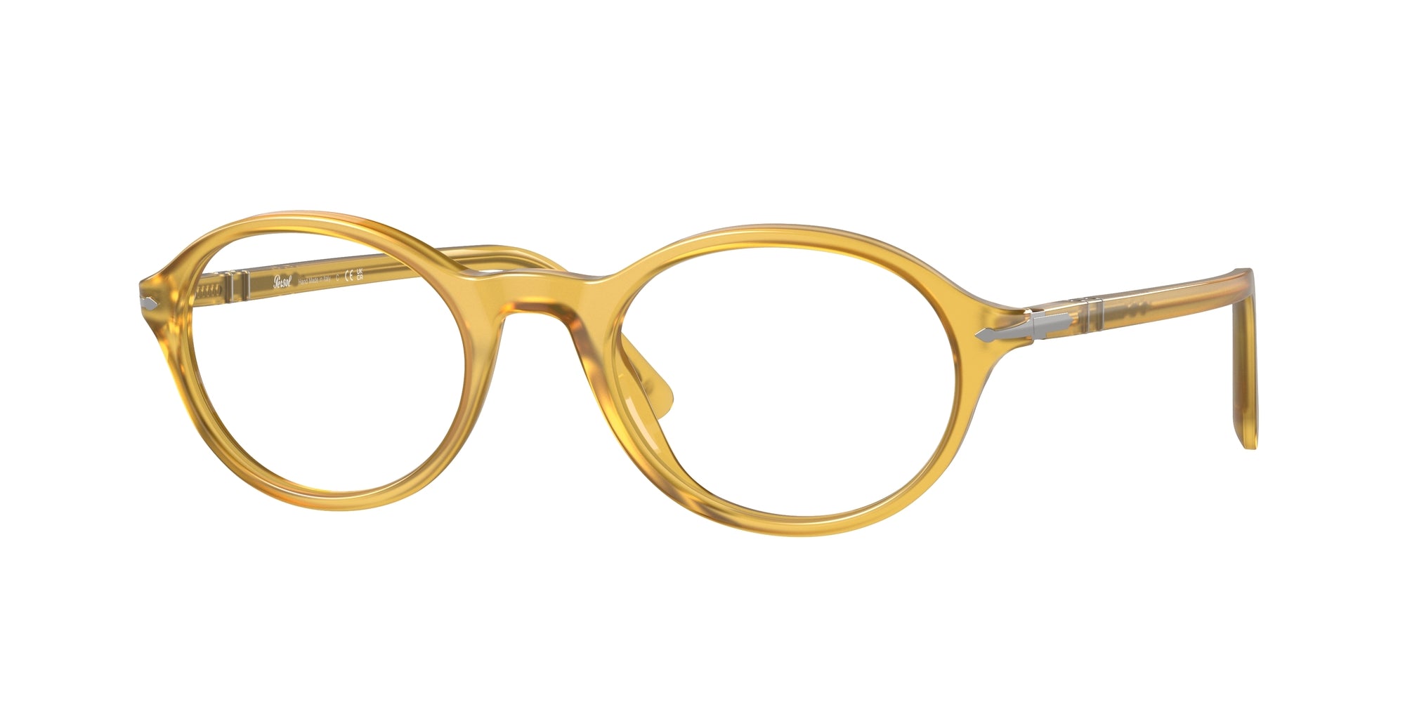 Persol Unisex Persol PO3351V 204 Montature da vista Acetato Giallo Trasparente Rotonda Normale