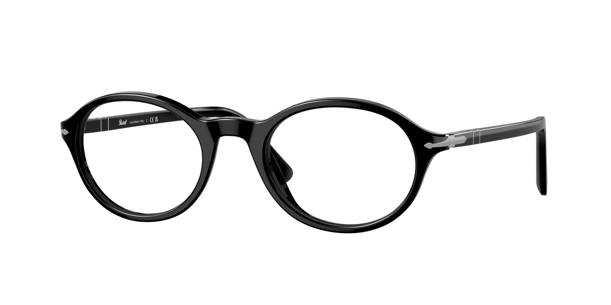 Persol Unisex Persol PO3351V 95 Montature da vista Acetato Nero Trasparente Rotonda Normale