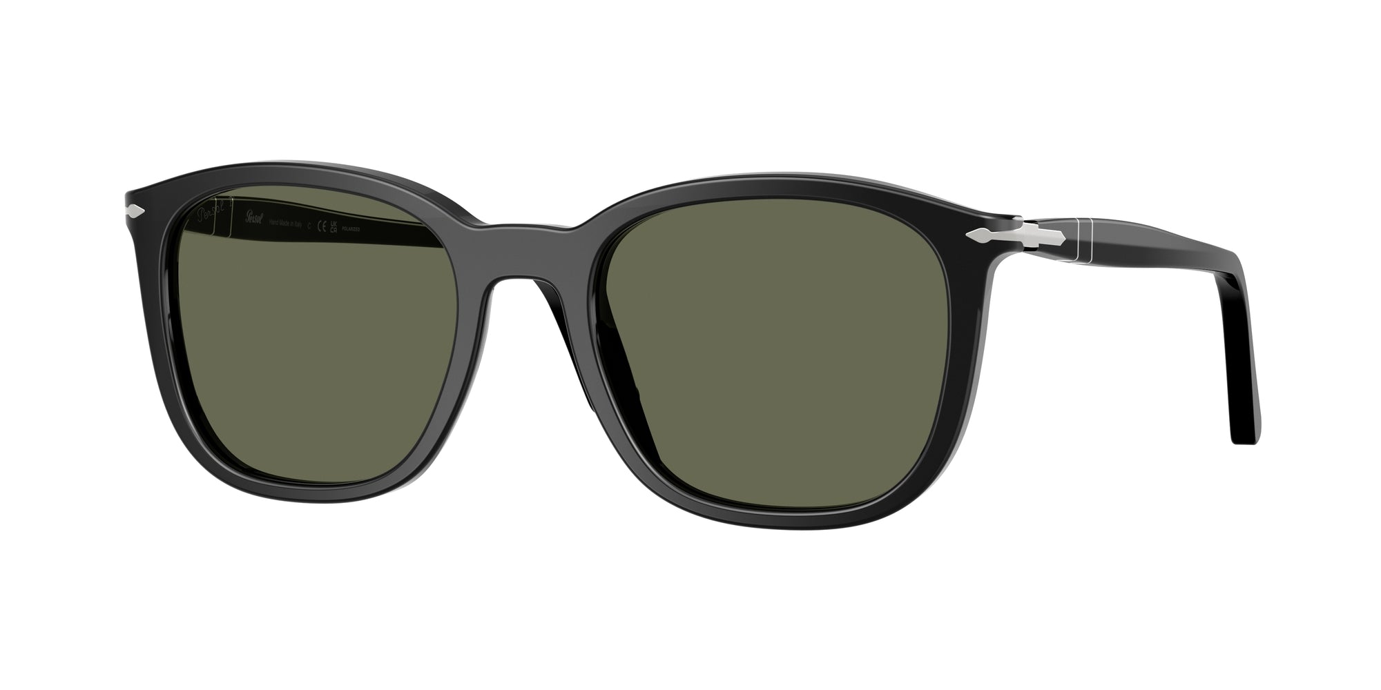 Persol Unisex Persol PO3355S 95/58 Occhiali da sole Acetato Nero Verde Pillow Polarizzata