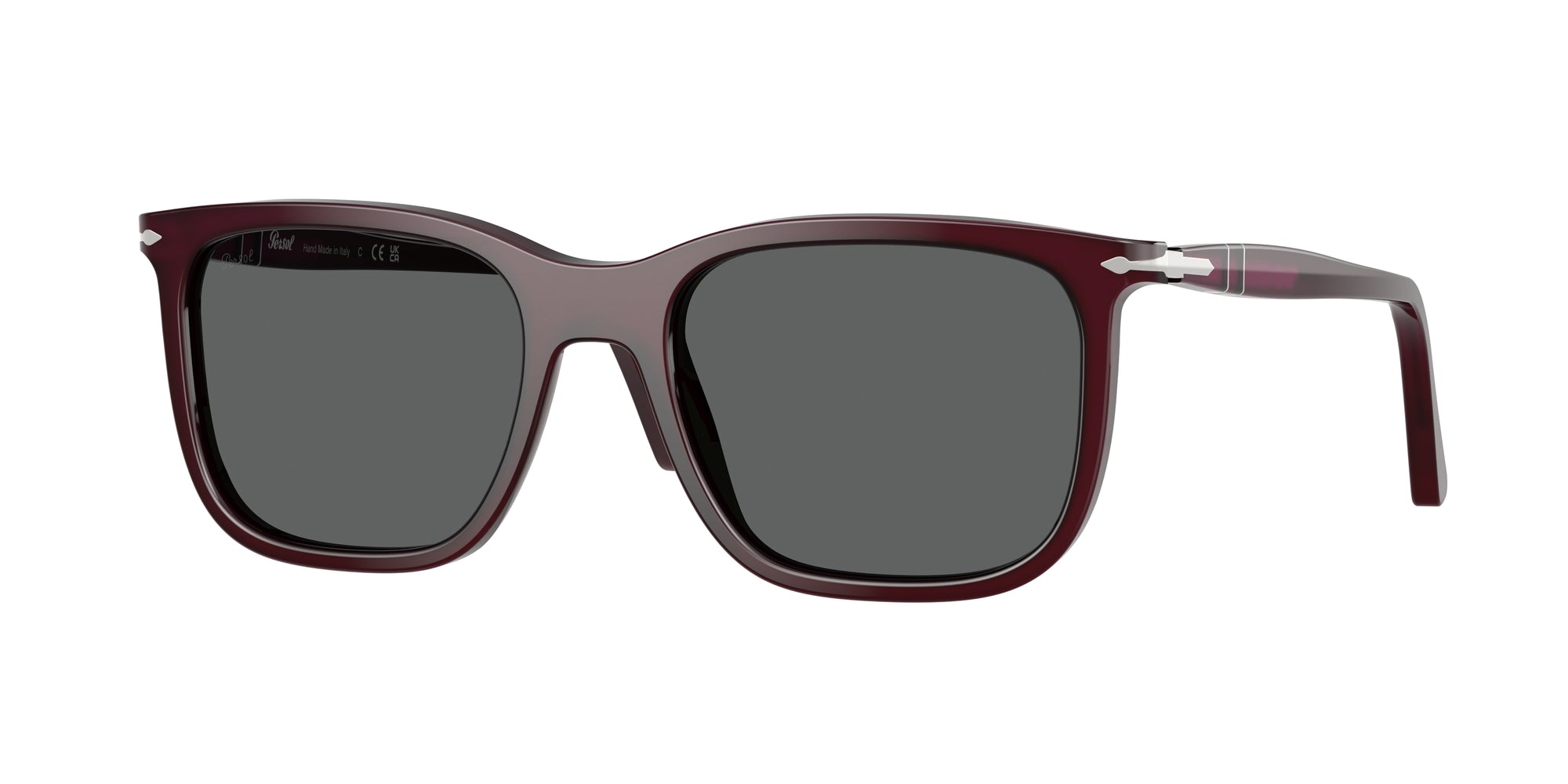 Persol Unisex Persol PO3357S RENZO 1216B1 Occhiali da sole Acetato Bordeaux Grigio Squadrata Normale