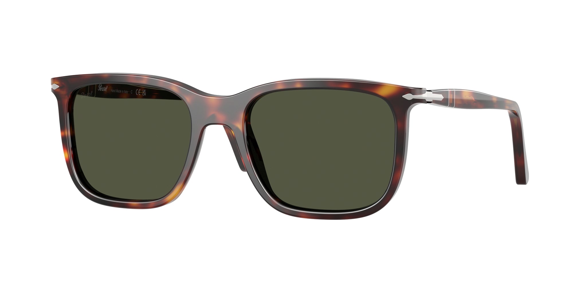 Persol Unisex Persol PO3357S RENZO 24/31 Occhiali da sole Acetato Tartaruga Verde Squadrata Normale