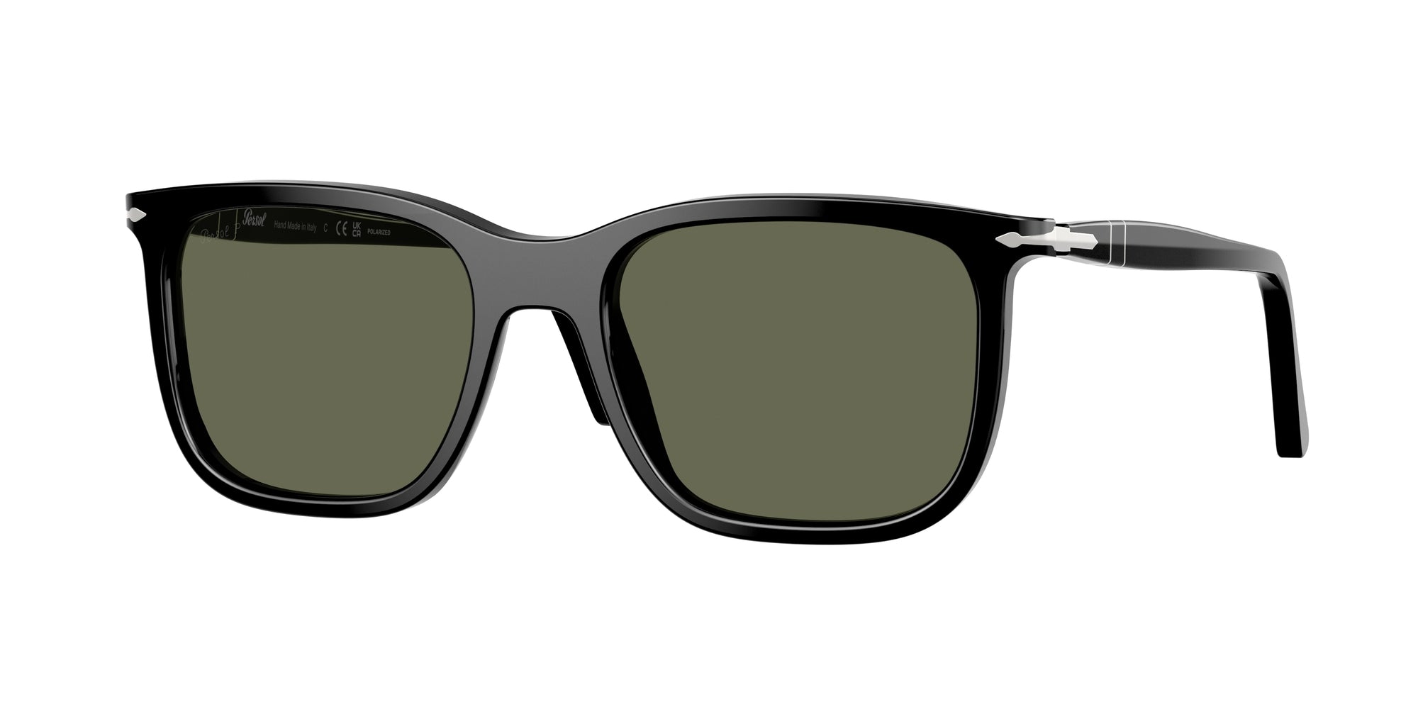 Persol Unisex Persol PO3357S RENZO 95/58 Occhiali da sole Acetato Nero Verde Squadrata Polarizzata