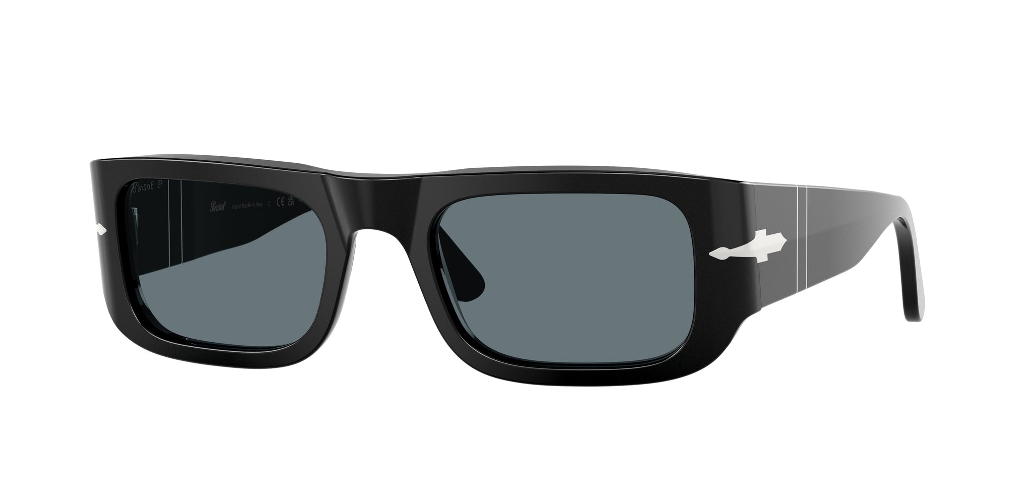 Persol Unisex Persol PO3362S 95/3R Occhiali da sole Acetato Nero Blu Pillow Polarizzata