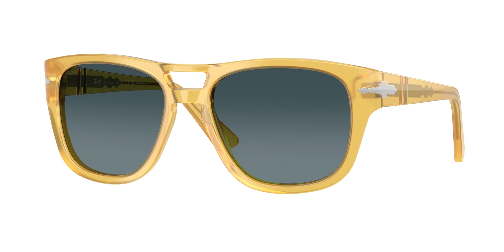 Persol Unisex Persol PO3366S 204/S3 Occhiali da sole Acetato Giallo Blu Squadrata Polarizzata Sfumato