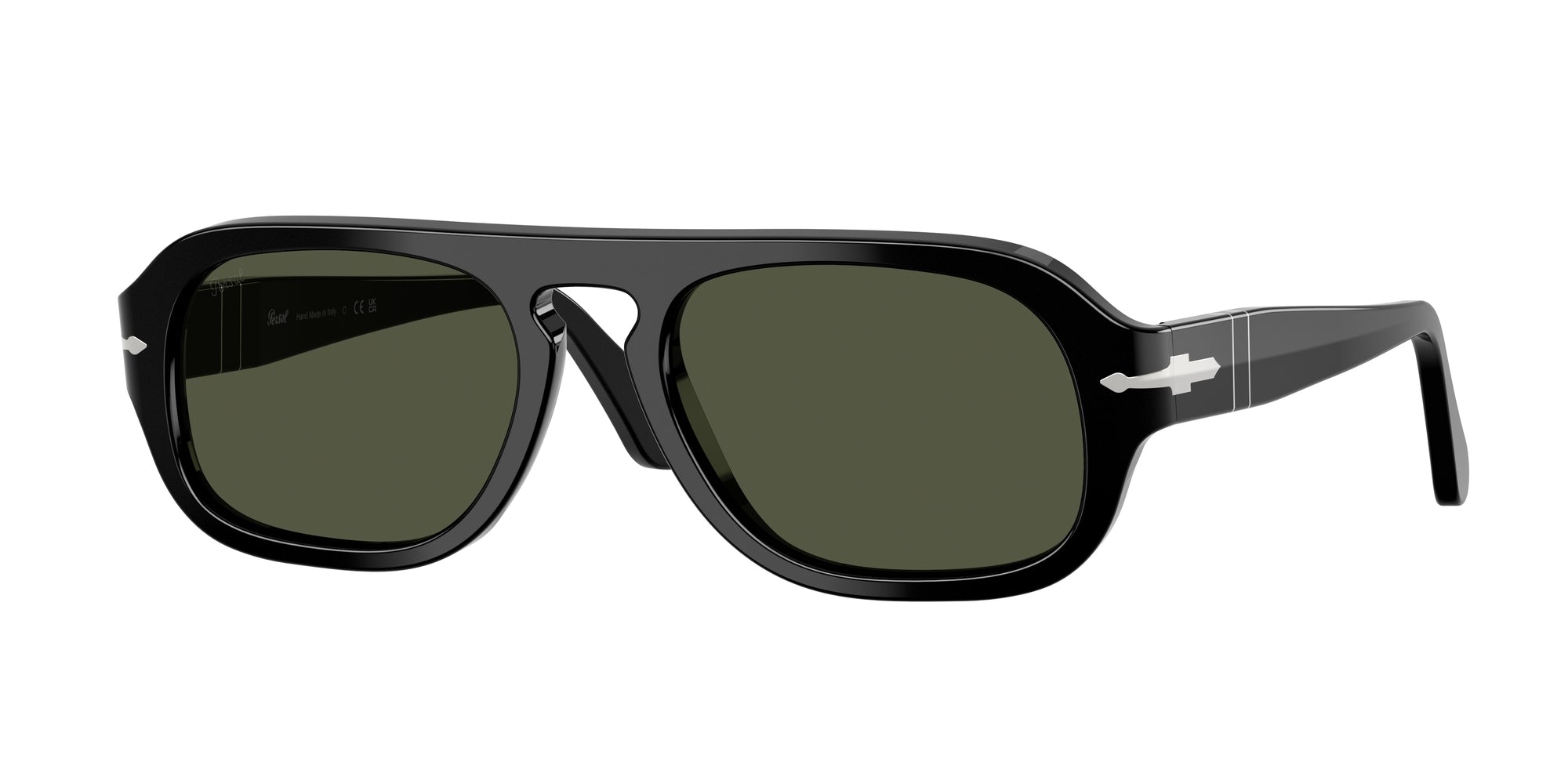 Persol Unisex Persol PO3369S 95/31 Occhiali da sole Acetato Nero Verde Pilot Normale Persol Unisex Persol PO3369S 95/31 Occhiali da sole Acetato Nero Verde Pilot Normale