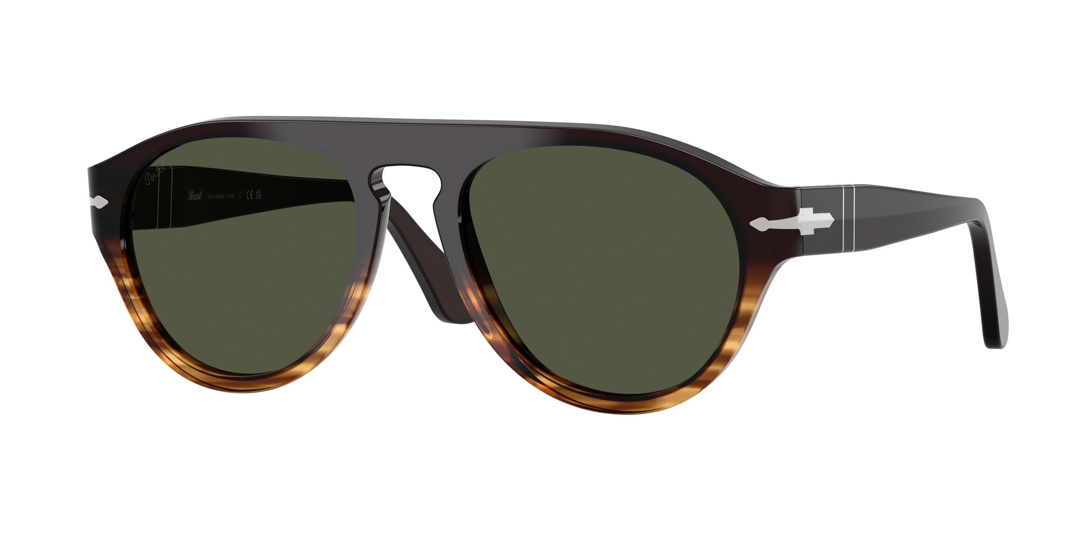 Persol Unisex Persol PO3370S 102631 Occhiali da sole Acetato Marrone Verde Pilot Normale Persol Unisex Persol PO3370S 102631 Occhiali da sole Acetato Marrone Verde Pilot Normale
