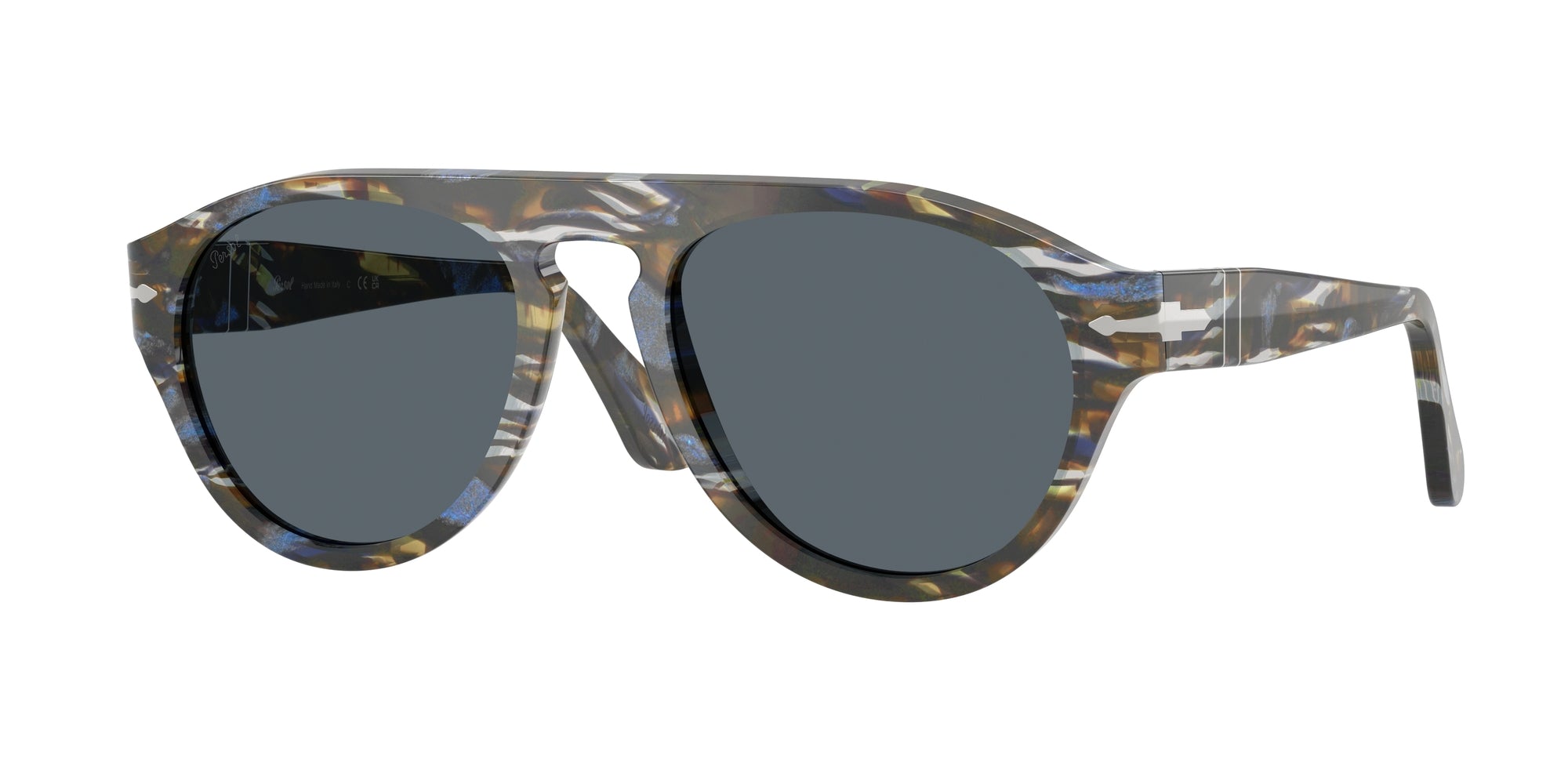 Persol Unisex Persol PO3370S 1222R5 Occhiali da sole Acetato Multi-colore Blu Pilot Normale