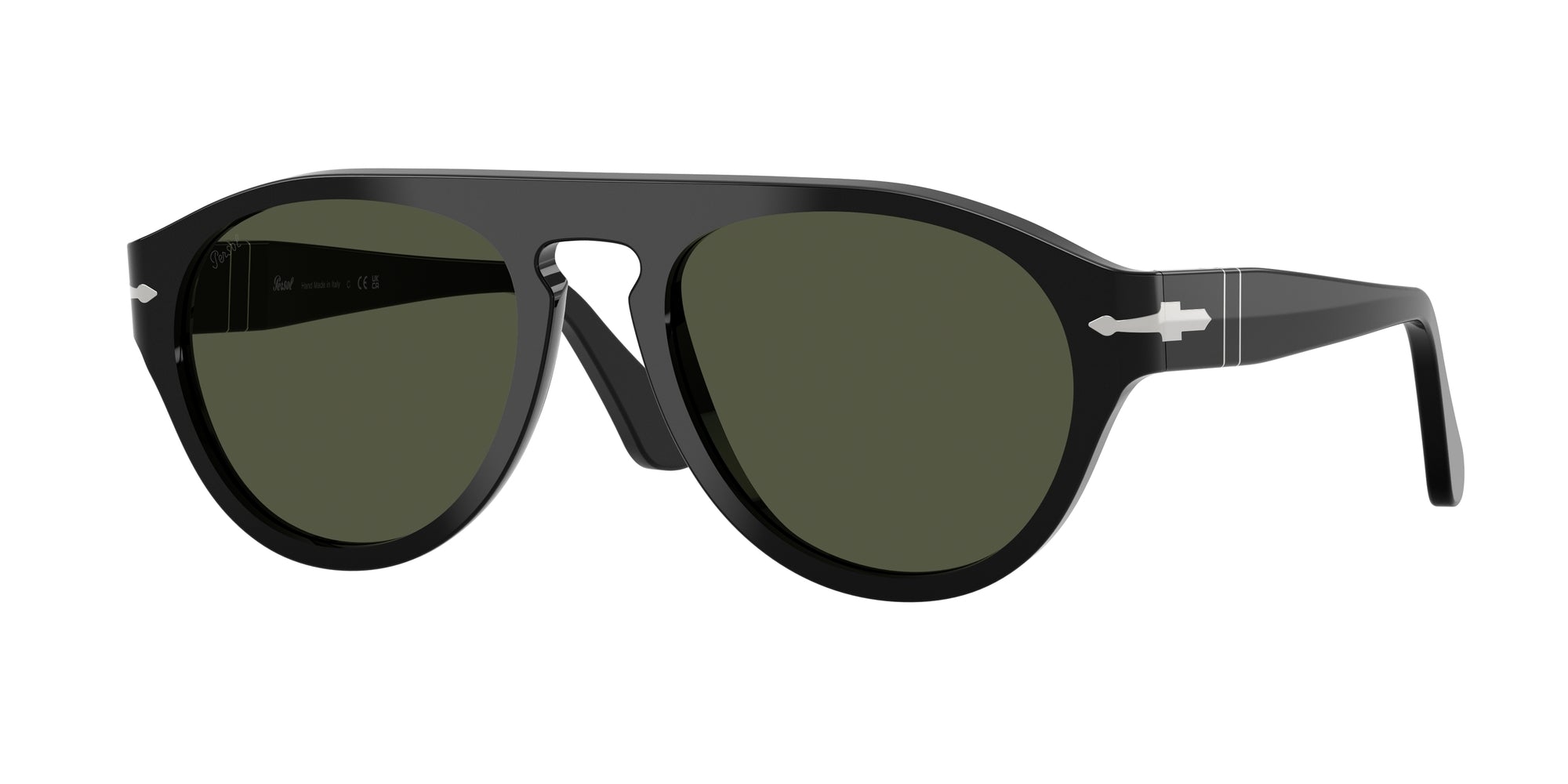 Persol Unisex Persol PO3370S 95/31 Occhiali da sole Acetato Nero Verde Pilot Normale Persol Unisex Persol PO3370S 95/31 Occhiali da sole Acetato Nero Verde Pilot Normale