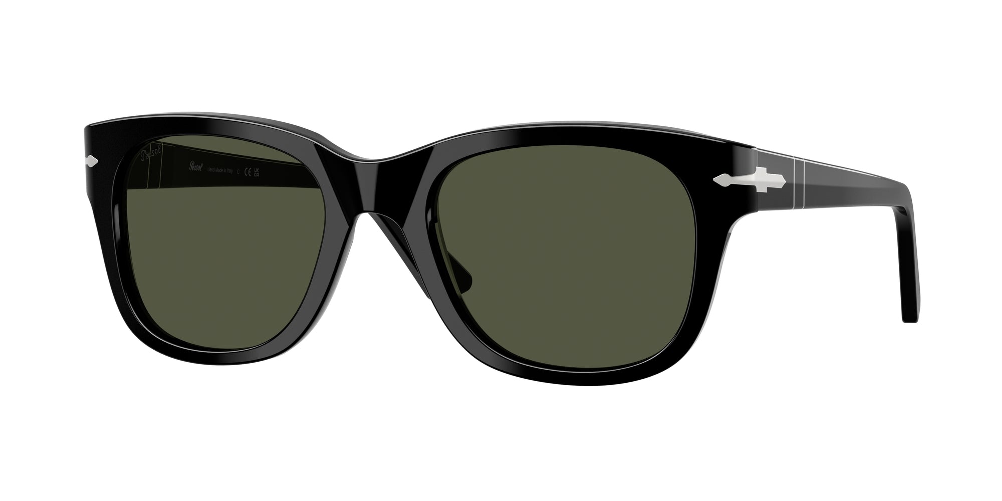 Persol Unisex Persol PO3372S 95/31 Occhiali da sole Acetato Nero Verde Squadrata Normale Persol Unisex Persol PO3372S 95/31 Occhiali da sole Acetato Nero Verde Squadrata Normale