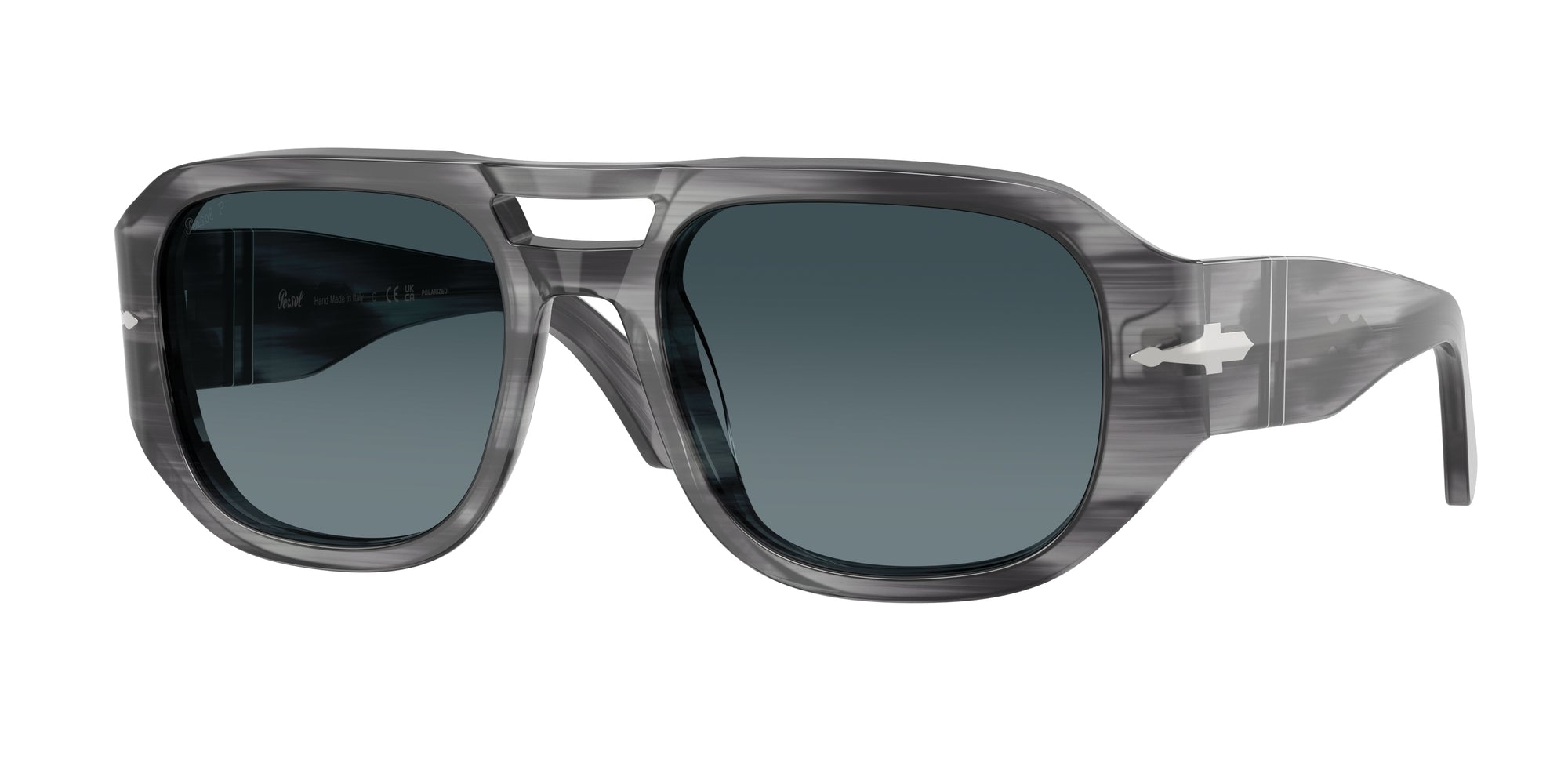 Persol Unisex Persol PO3373S VINCENT 1192S3 Occhiali da sole Acetato Grigio Blu Pilot Polarizzata Sfumato