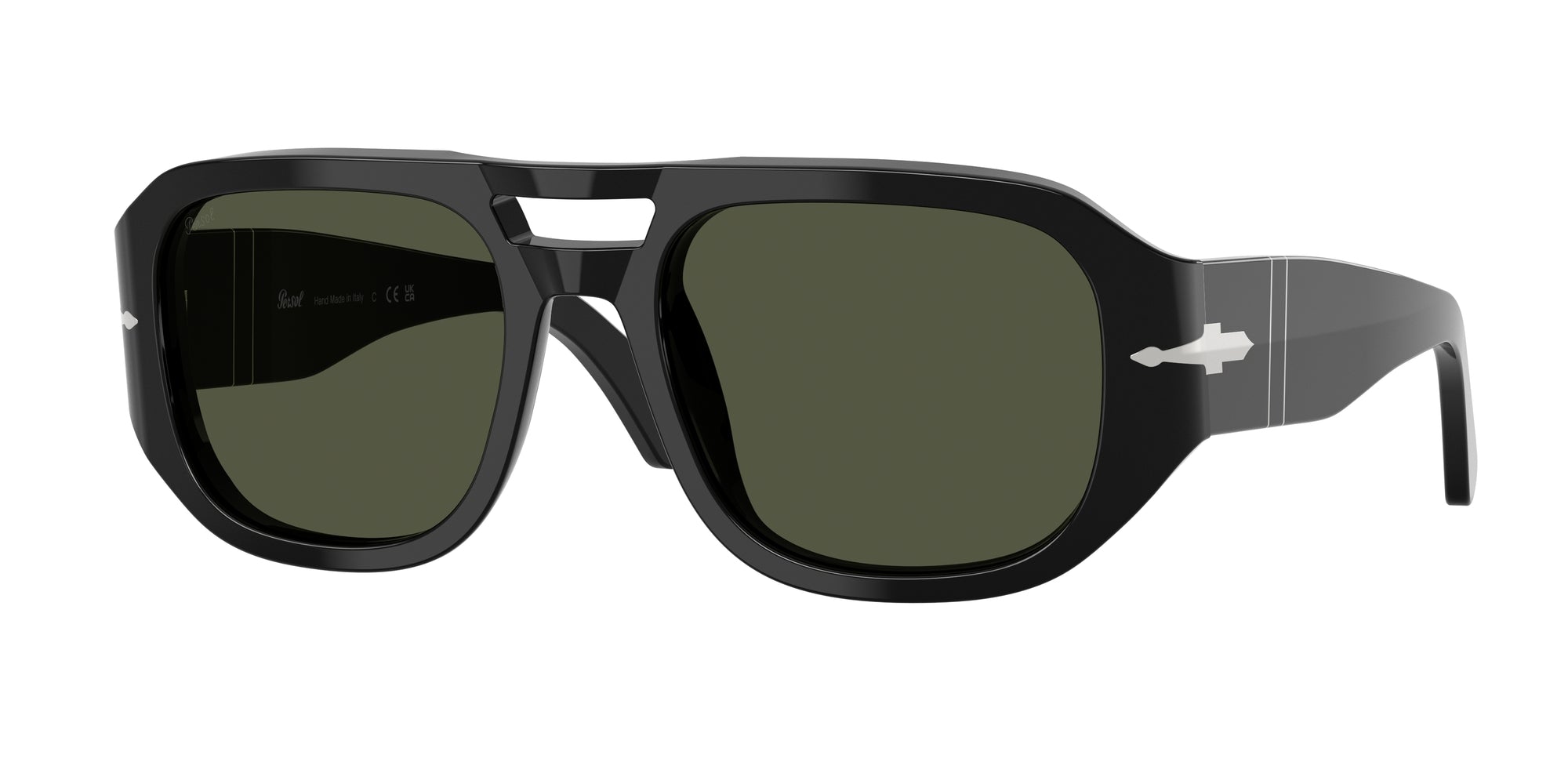 Persol Unisex Persol PO3373S VINCENT 95/31 Occhiali da sole Acetato Nero Verde Pilot Normale Persol Unisex Persol PO3373S VINCENT 95/31 Occhiali da sole Acetato Nero Verde Pilot Normale