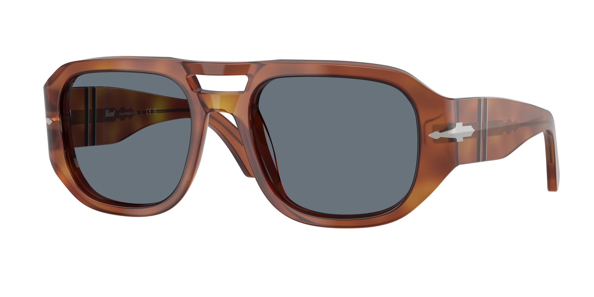 Persol Unisex Persol PO3373S VINCENT 96/56 Occhiali da sole Acetato Marrone Blu Pilot Normale Persol Unisex Persol PO3373S VINCENT 96/56 Occhiali da sole Acetato Marrone Blu Pilot Normale
