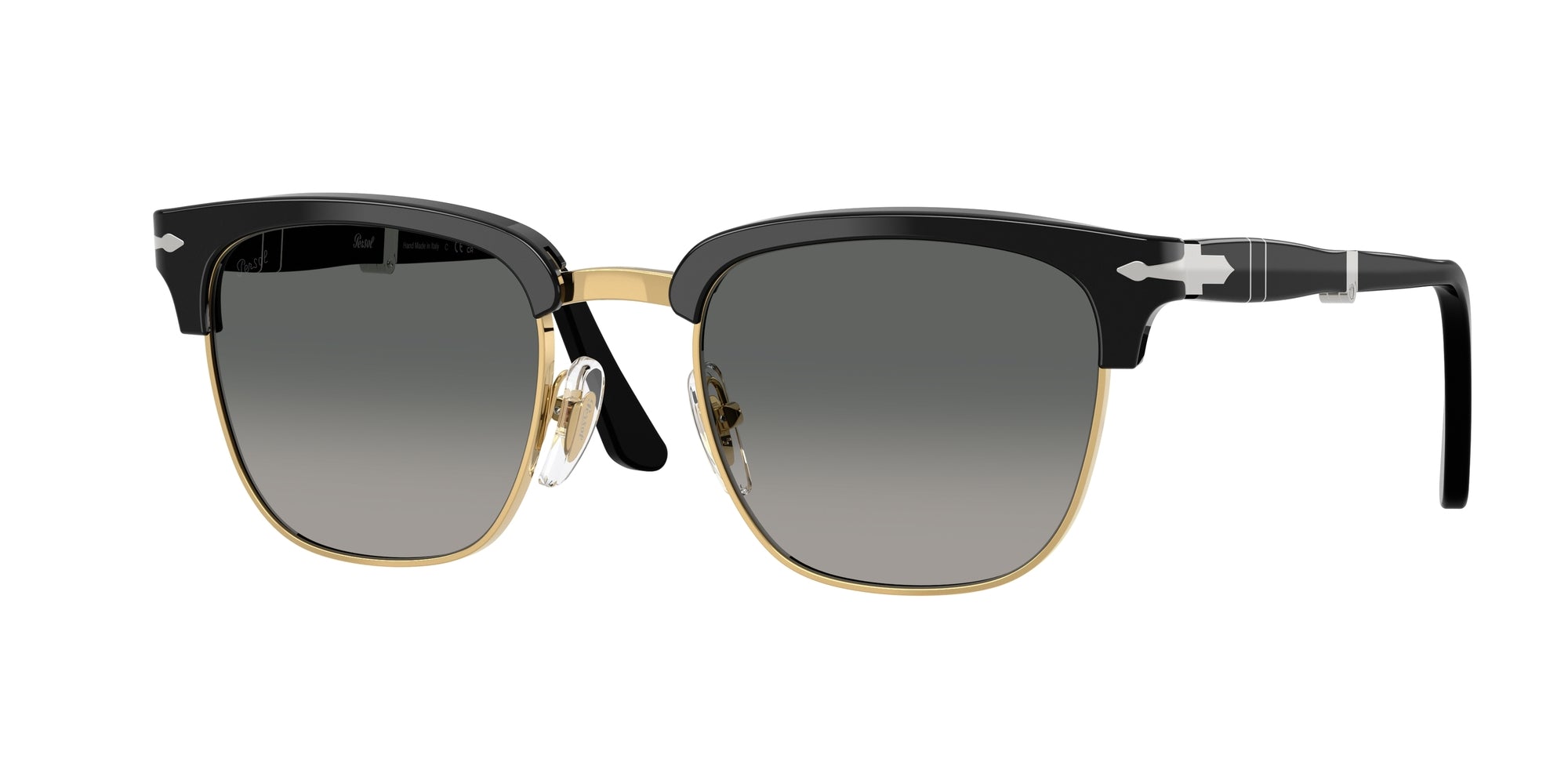 Persol Unisex Persol PO3375S 122571 Occhiali da sole Acetato Nero Grigio Squadrata Normale Sfumato