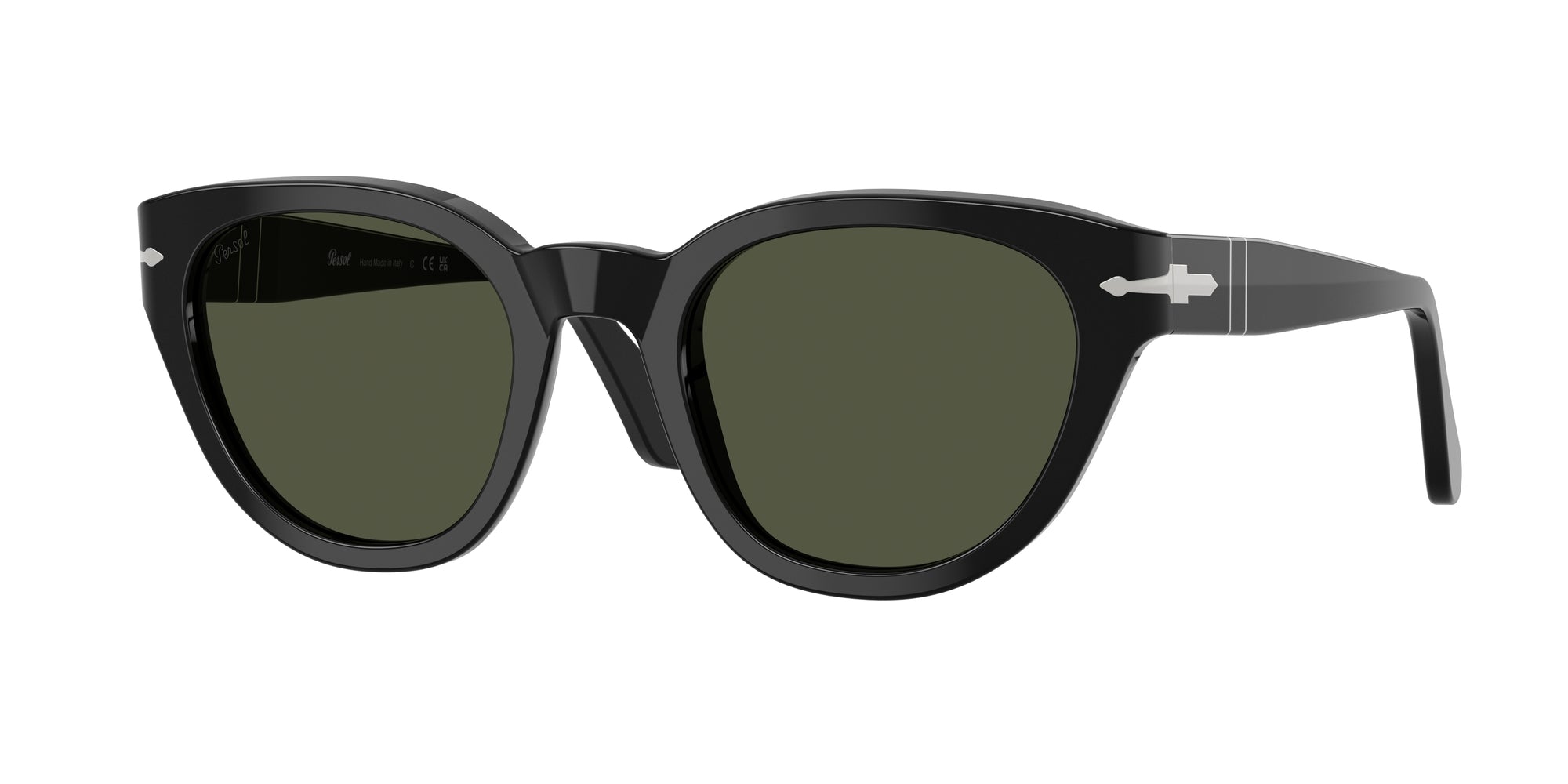 Persol Unisex Persol PO3379S 95/31 Occhiali da sole Acetato Nero Verde Farfalla Normale
