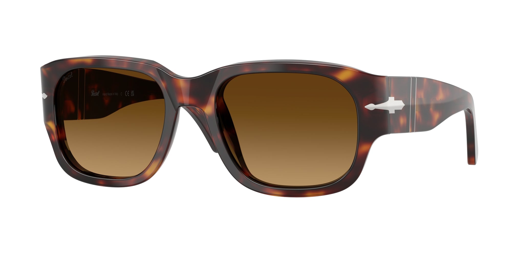 Persol Unisex Persol PO3380S 24/85 Occhiali da sole Acetato Tartaruga Marrone Squadrata Normale Sfumato