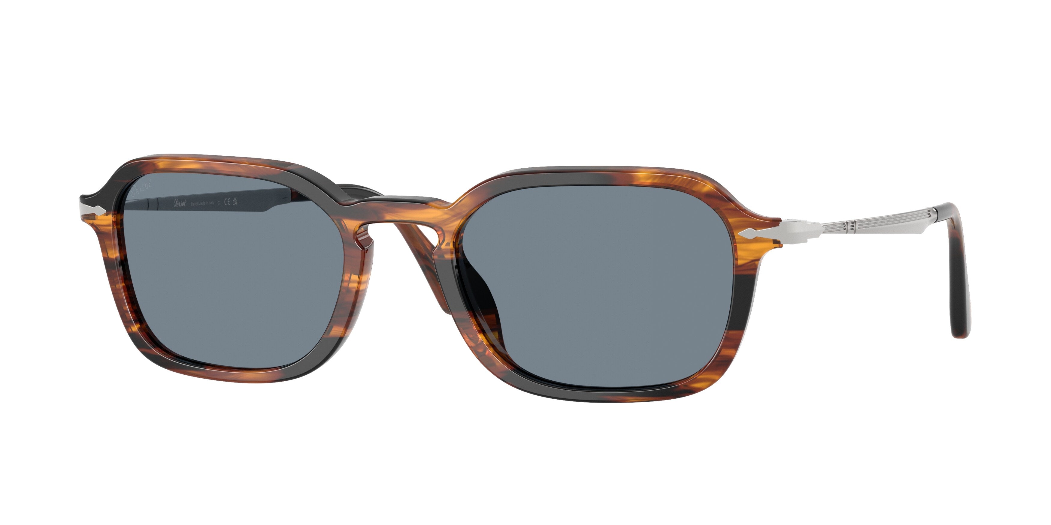 Persol Unisex Persol PO3381S 123556 Occhiali da sole Acetato Marrone Blu Pantos Normale
