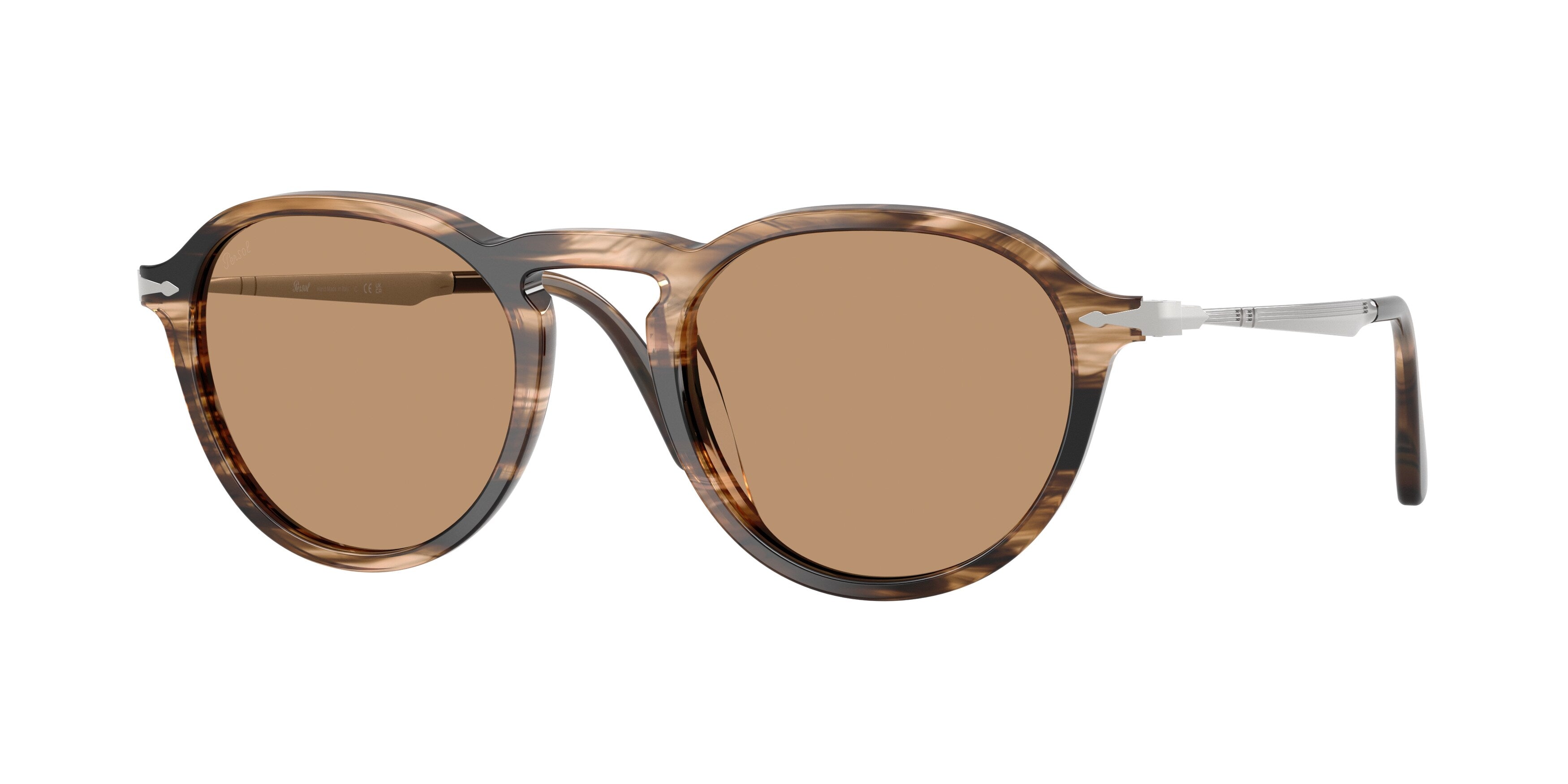 Persol Unisex Persol PO3383S 123653 Occhiali da sole Acetato Marrone Marrone Pantos Normale