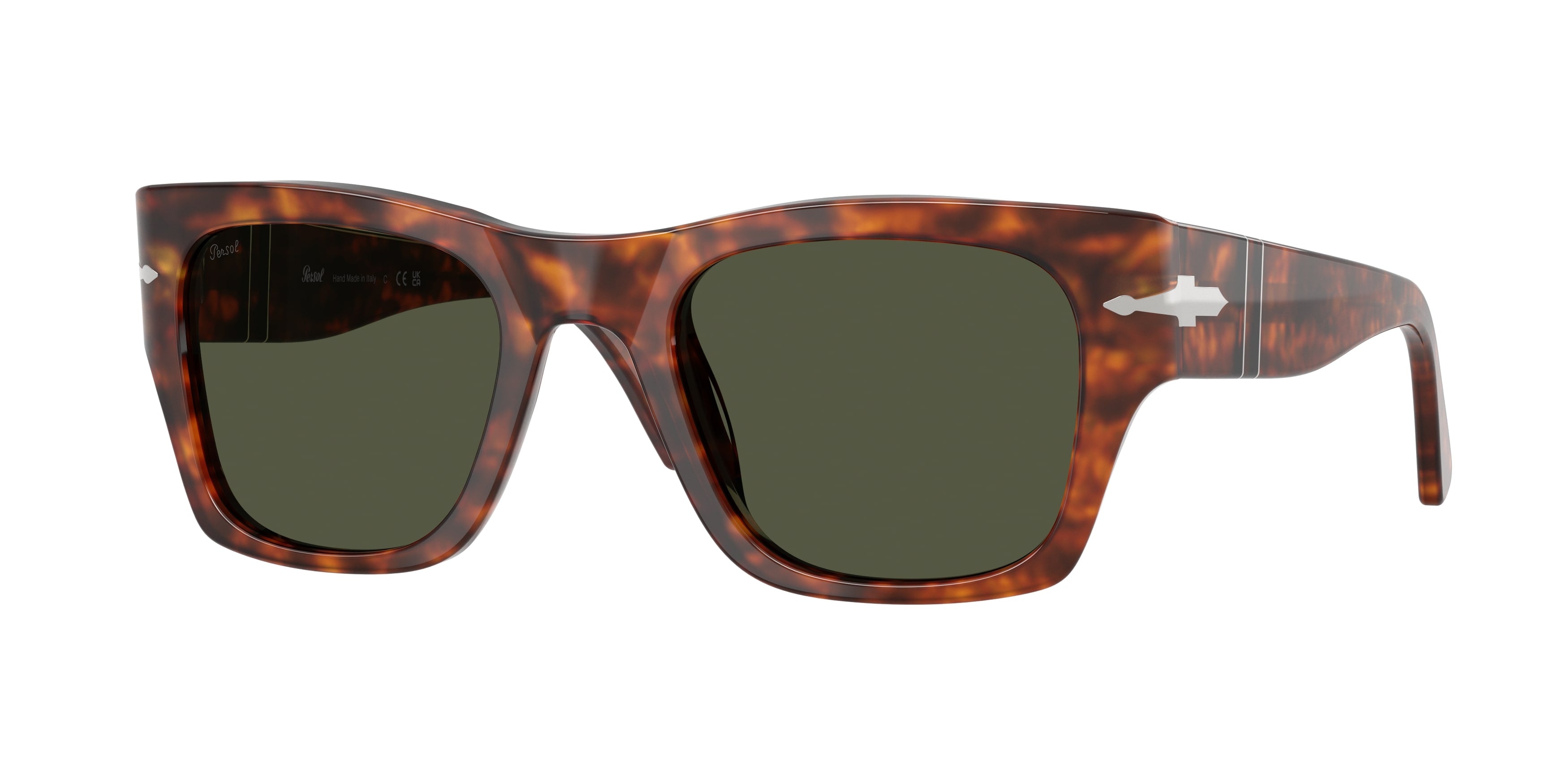 Persol Unisex Persol PO3384S 24/31 Occhiali da sole Acetato Tartaruga Verde Squadrata Normale