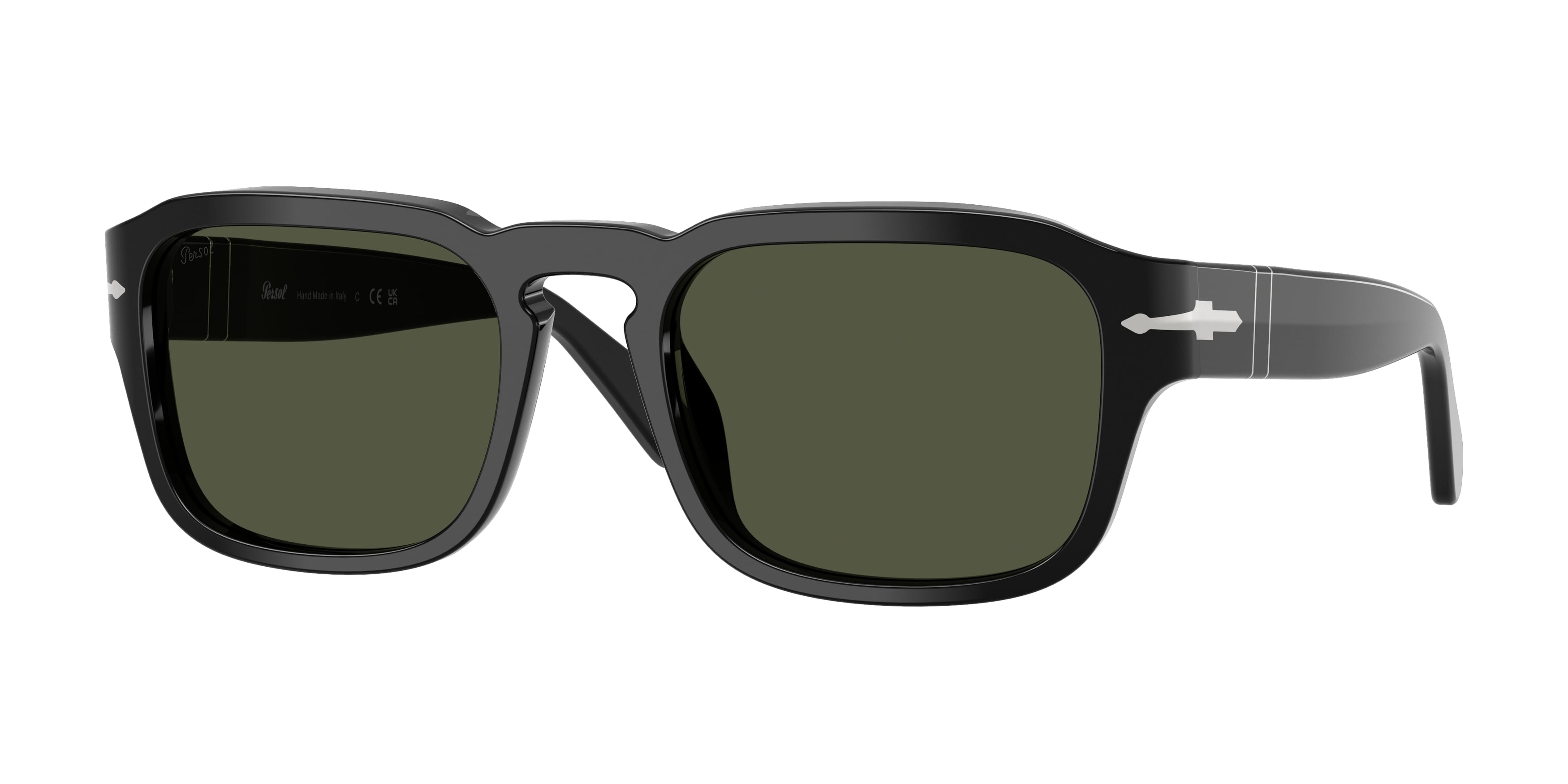 Persol Unisex Persol PO3386S 95/31 Occhiali da sole Acetato Nero Verde Pillow Normale