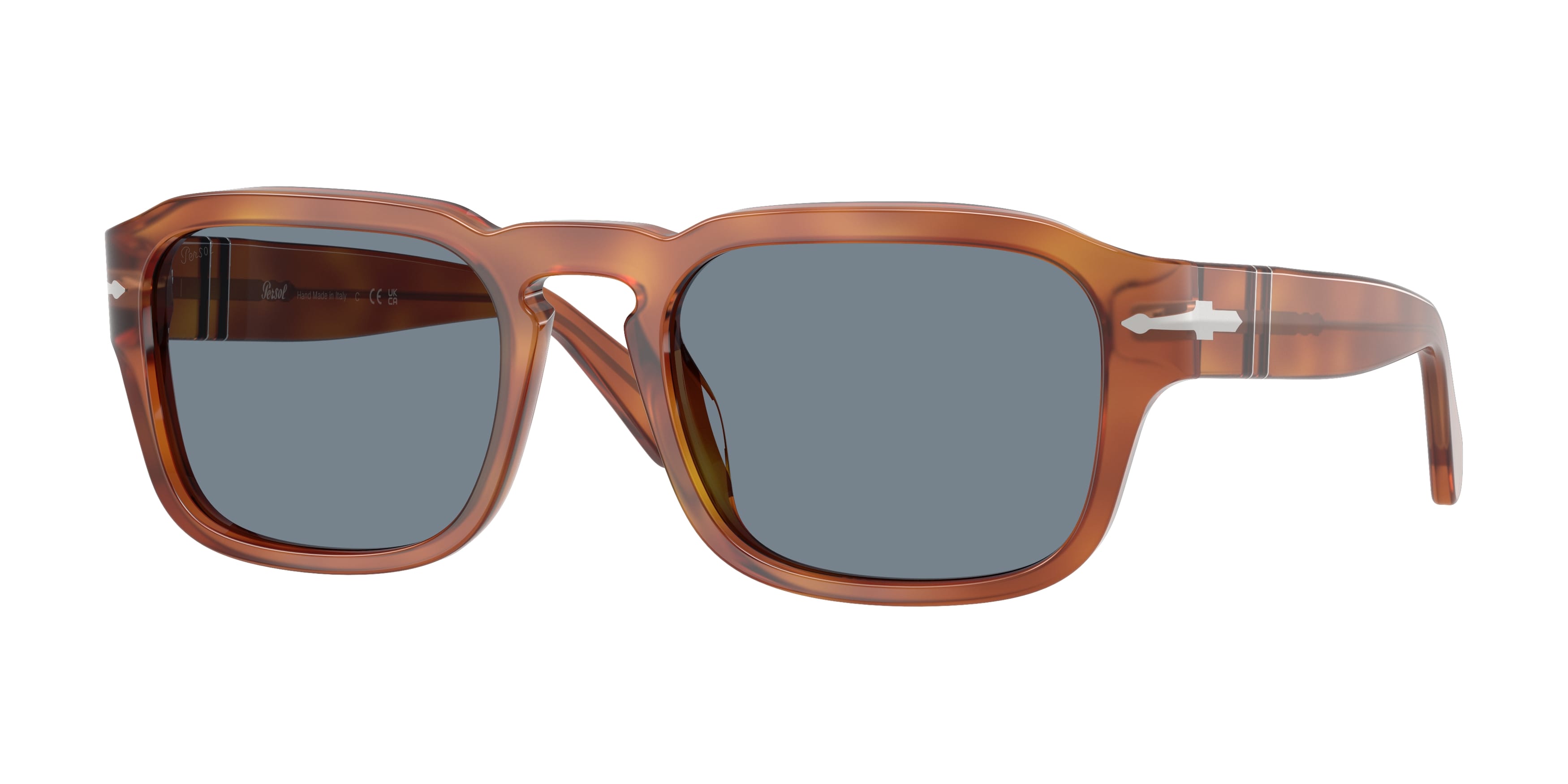 Persol Unisex Persol PO3386S 96/56 Occhiali da sole Acetato Marrone Blu Pillow Normale