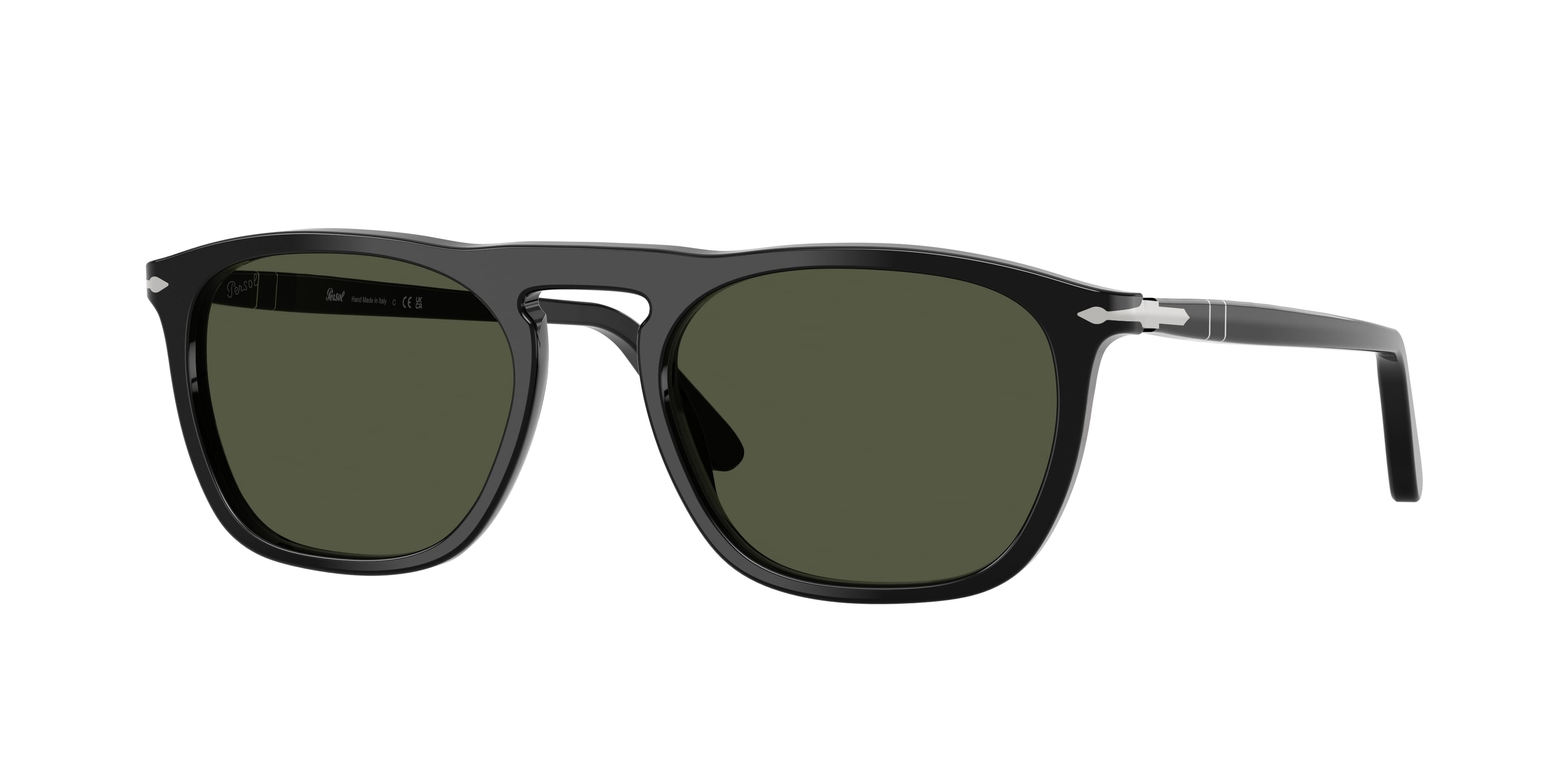 Persol Unisex Persol PO3391S GAE 95/31 Occhiali da sole Acetato Nero Verde Squadrata Normale Persol Unisex Persol PO3391S GAE 95/31 Occhiali da sole Acetato Nero Verde Squadrata Normale