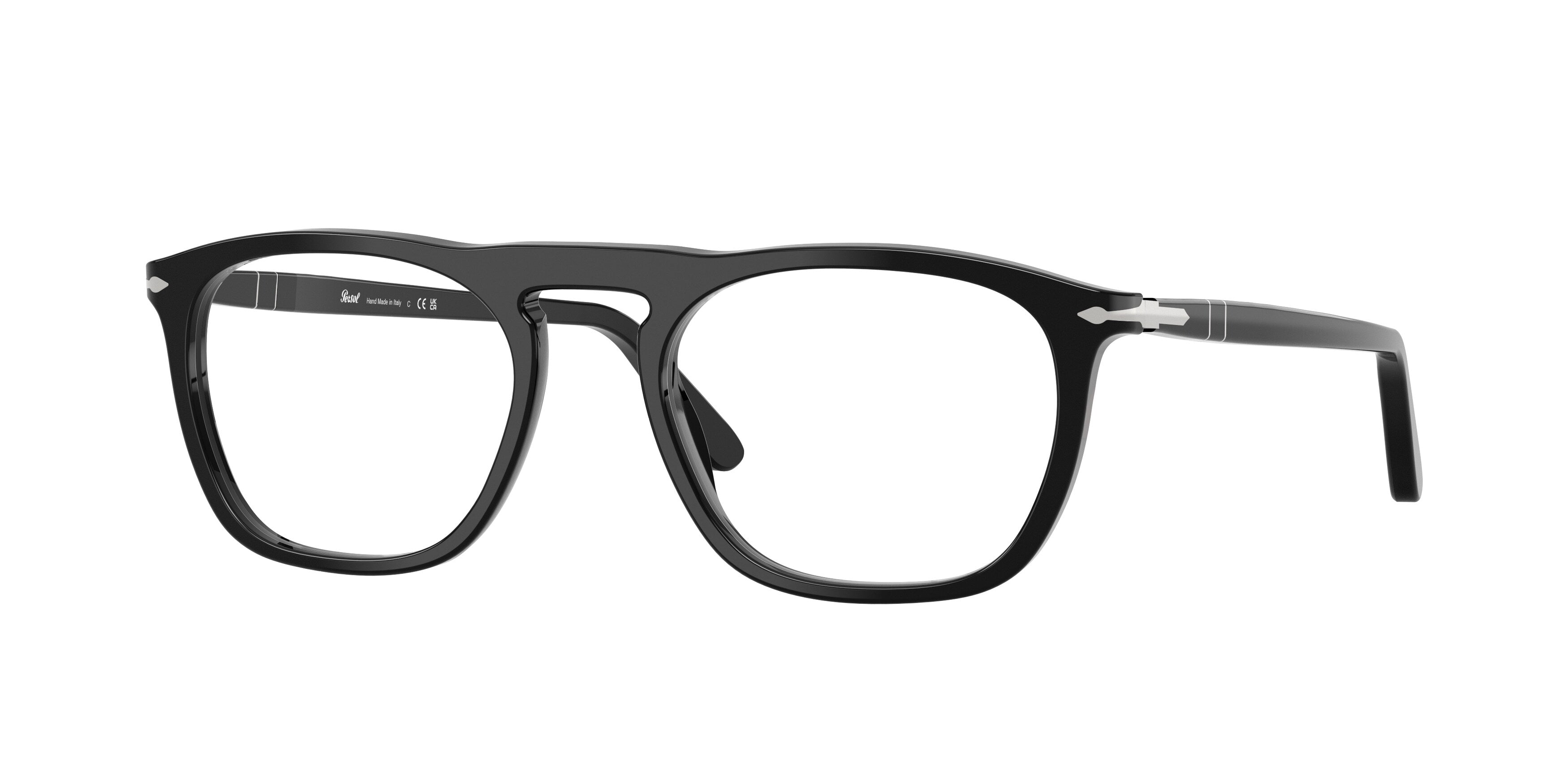 Persol Unisex Persol PO3391V 95 Montature da vista Acetato Nero Trasparente Squadrata Normale