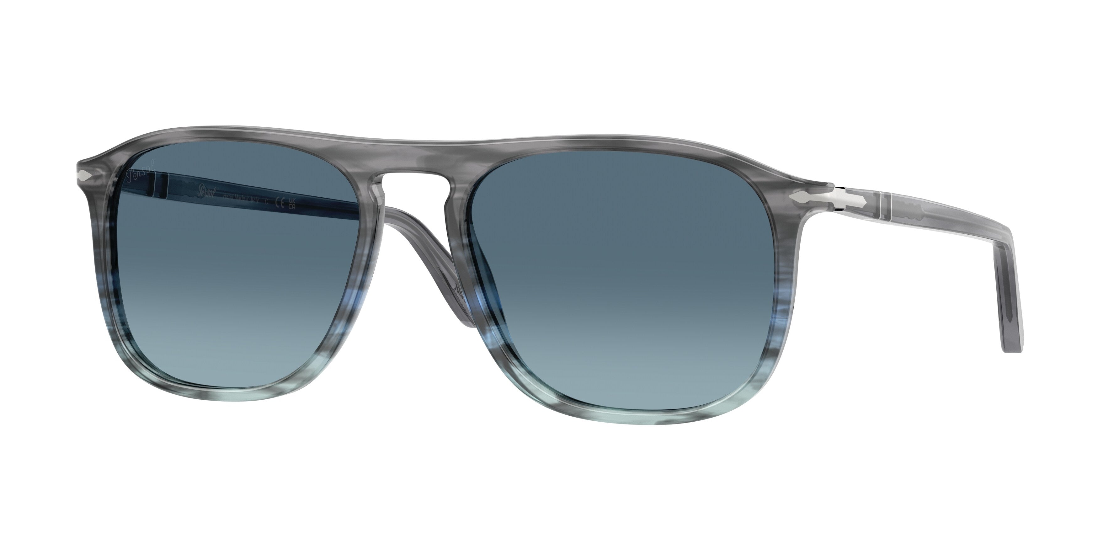 Persol Unisex Persol PO3392S 1205Q8 Occhiali da sole Acetato Grigio Blu Squadrata Normale Sfumato