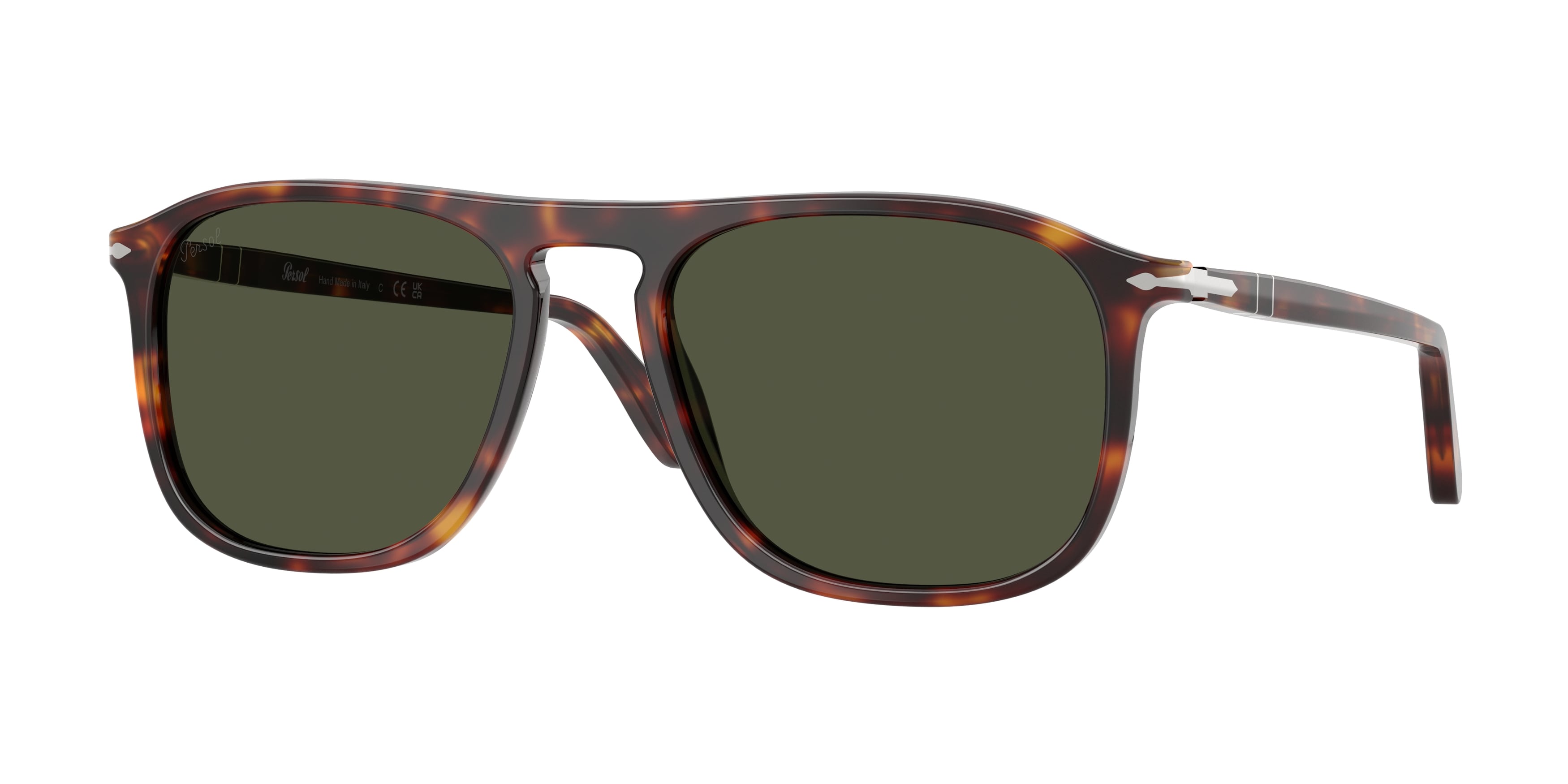 Persol Unisex Persol PO3392S 24/31 Occhiali da sole Acetato Tartaruga Verde Squadrata Normale