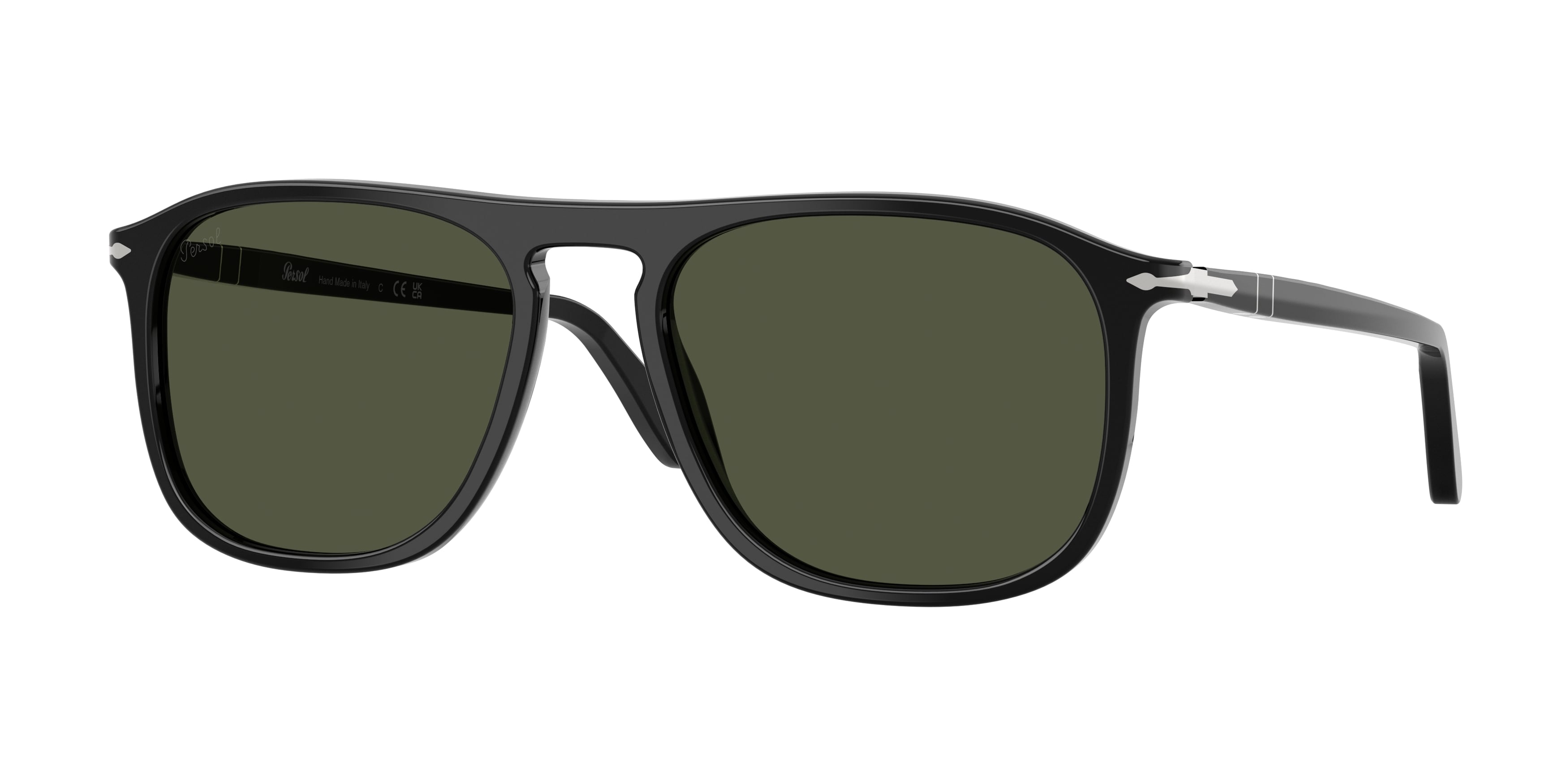Persol Unisex Persol PO3392S 95/31 Occhiali da sole Acetato Nero Verde Squadrata Normale Persol Unisex Persol PO3392S 95/31 Occhiali da sole Acetato Nero Verde Squadrata Normale