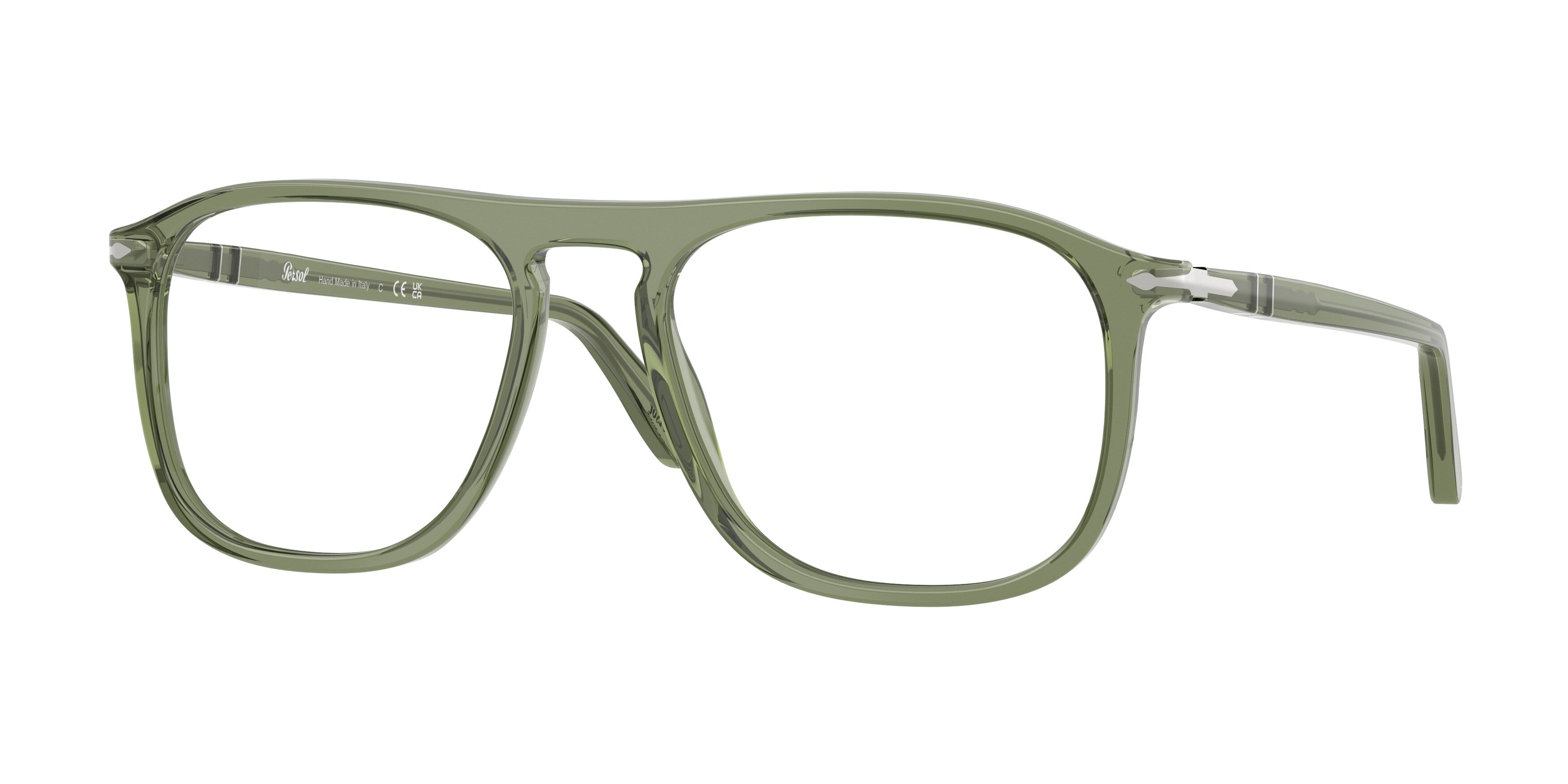 Persol Unisex Persol PO3392V 1226 Montature da vista Acetato Verde Trasparente Squadrata Normale