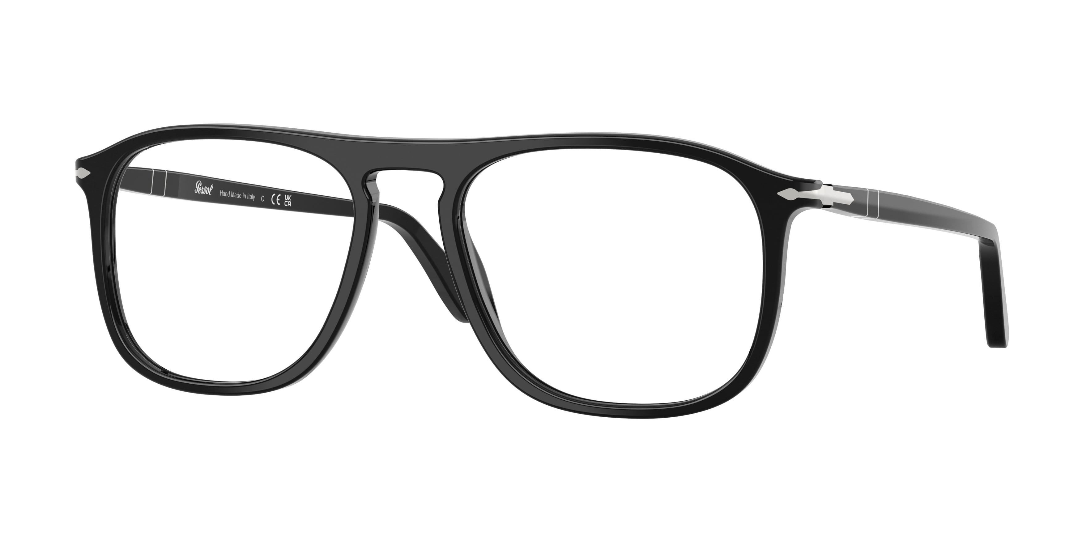 Persol Unisex Persol PO3392V 95 Montature da vista Acetato Nero Trasparente Squadrata Normale